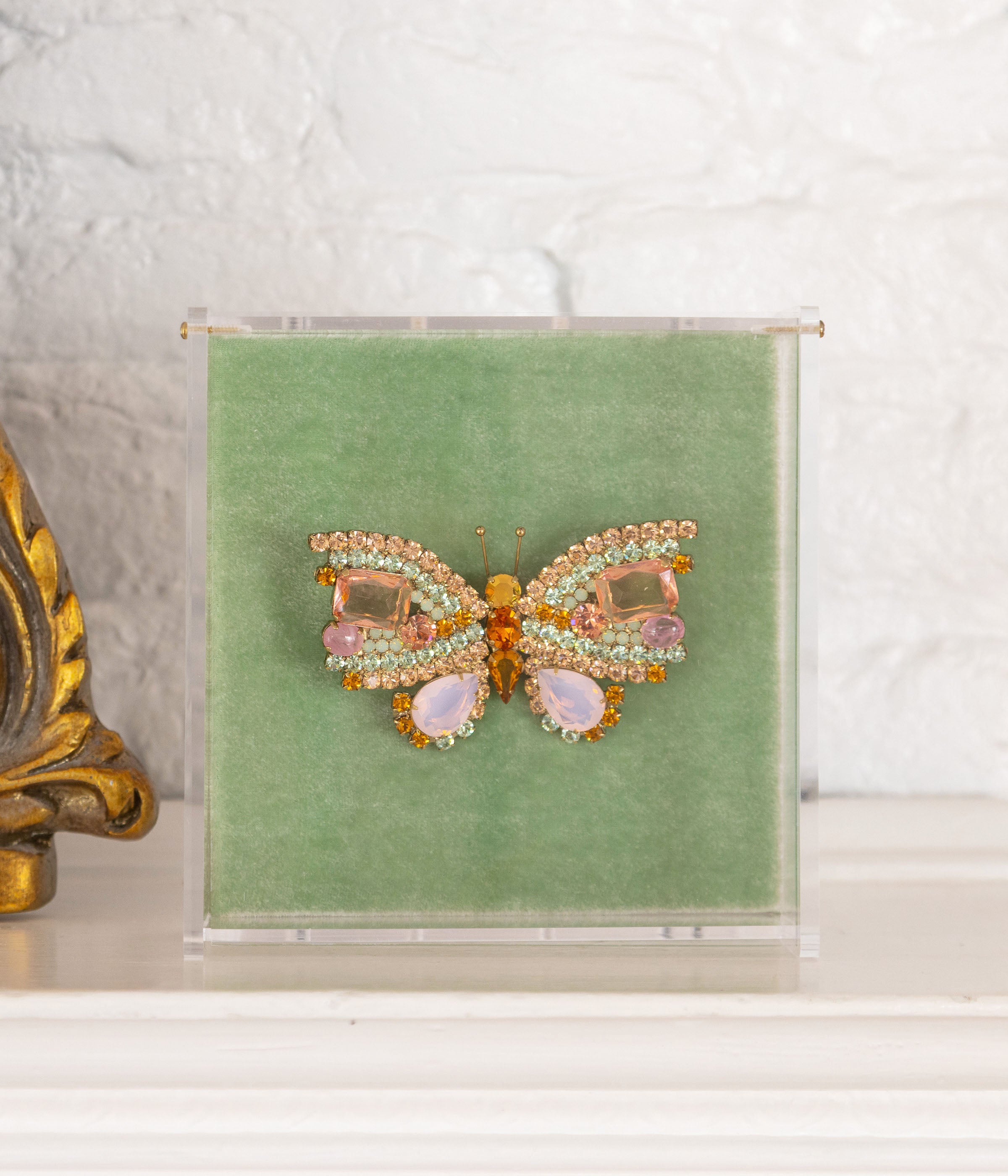 Large Butterfly in Apricot / Chrysolite Opal / Light Rose Opal