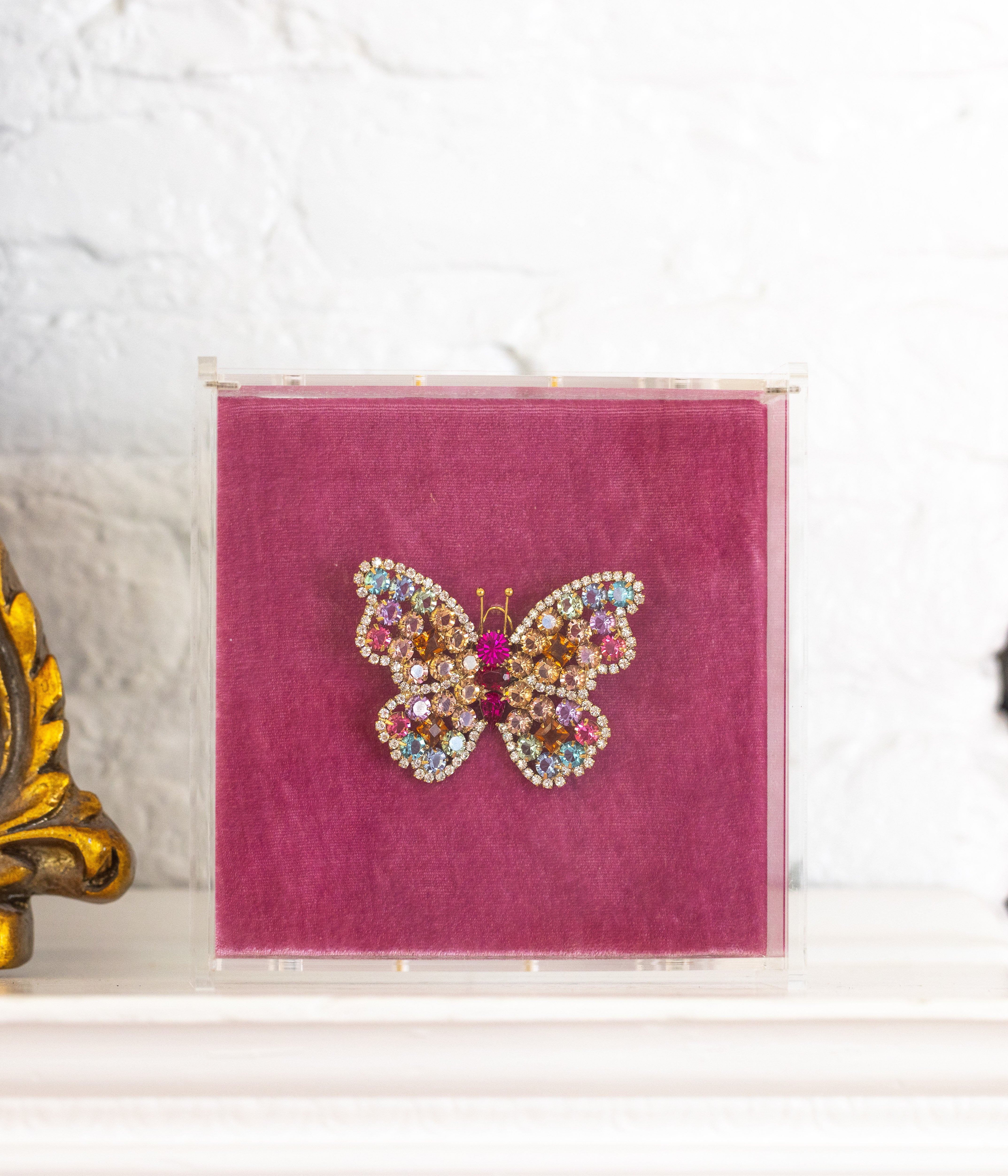 Medium Butterfly in Fuchsia / Crystal / Vintage Rose - Loren Hope