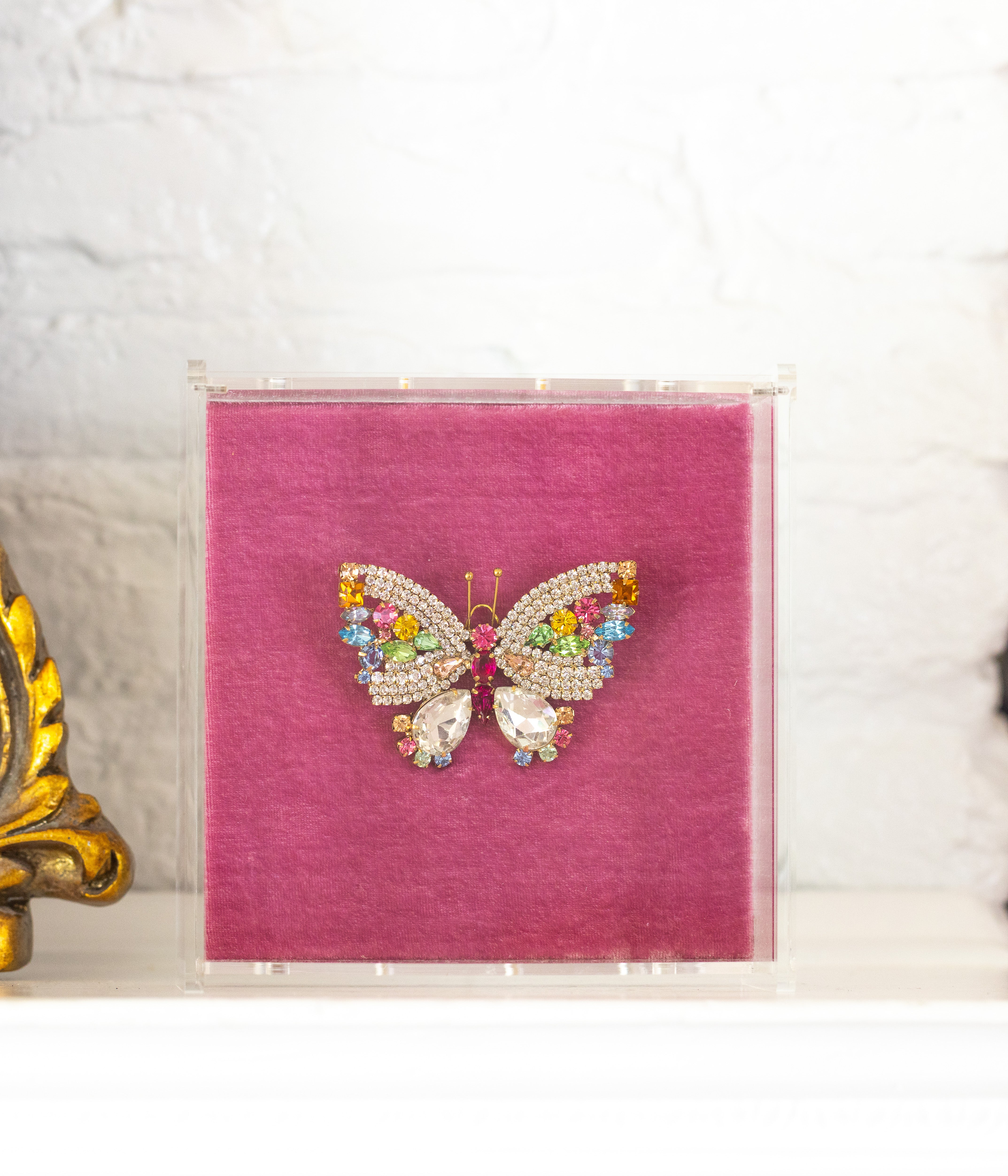 Medium Butterfly in Crystal / Peridot / Fuchsia - Loren Hope