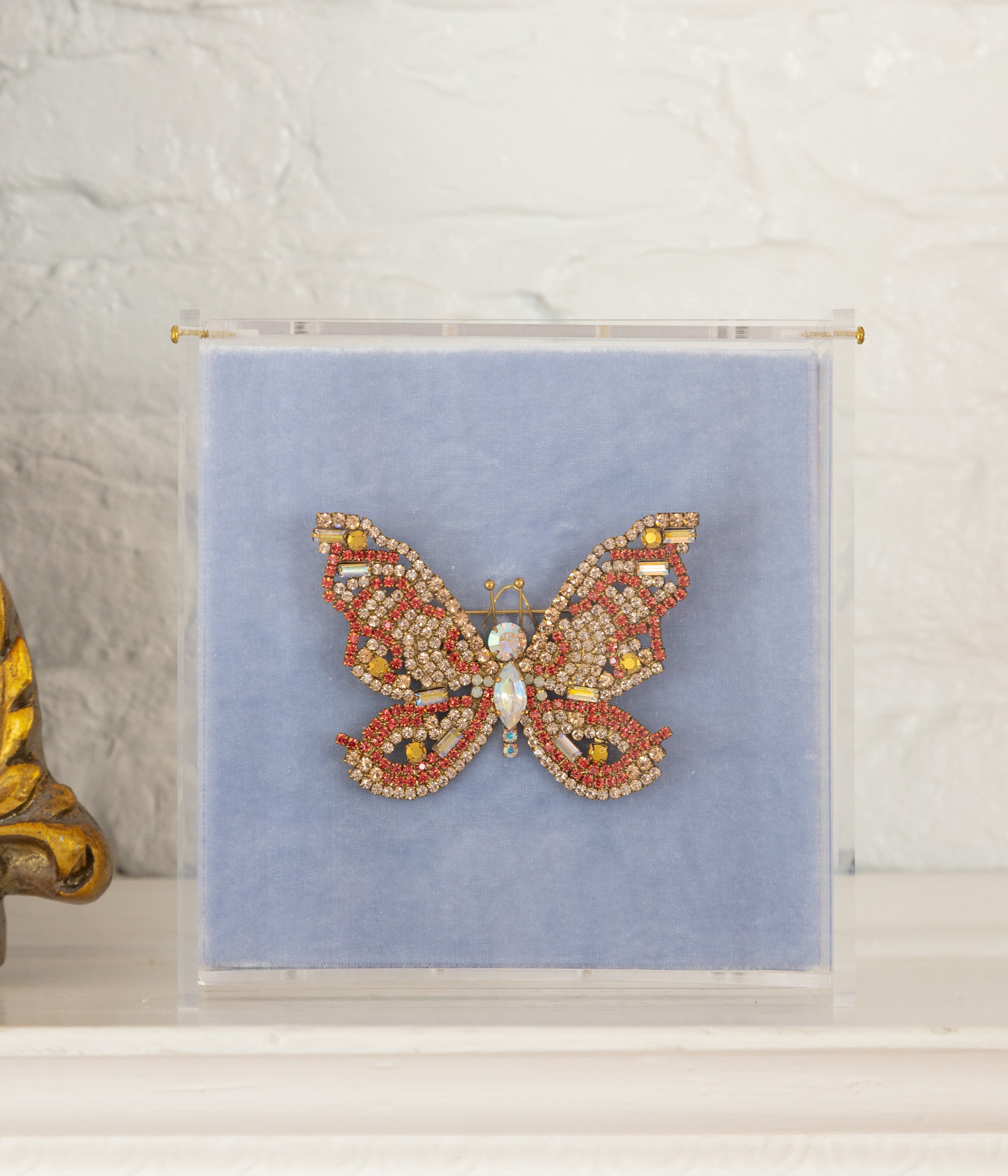 Large Butterfly in Vintage Rose / Paparadscha / Crystal AB