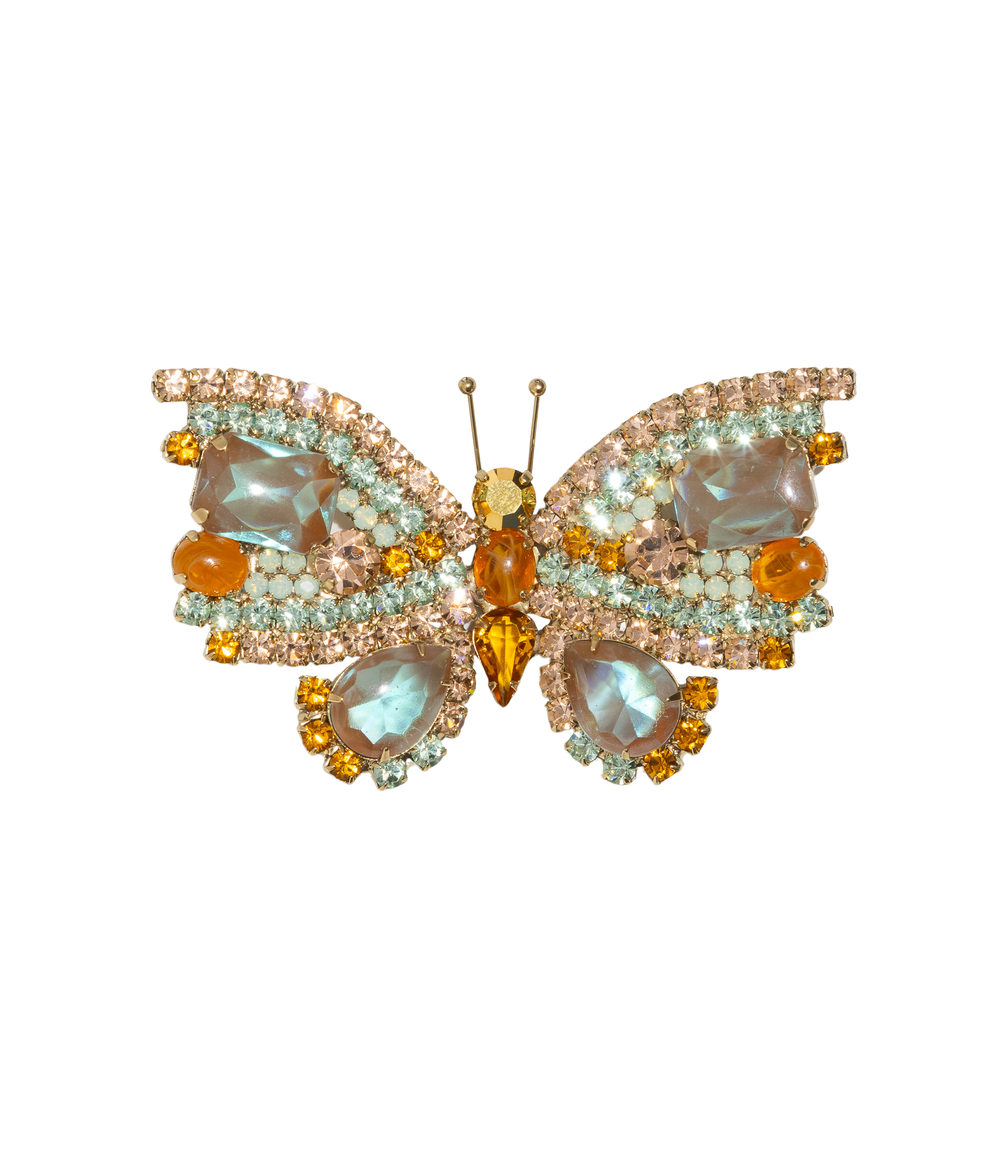 X-Large Butterfly in Light Peach / Chrysolite / Topaz