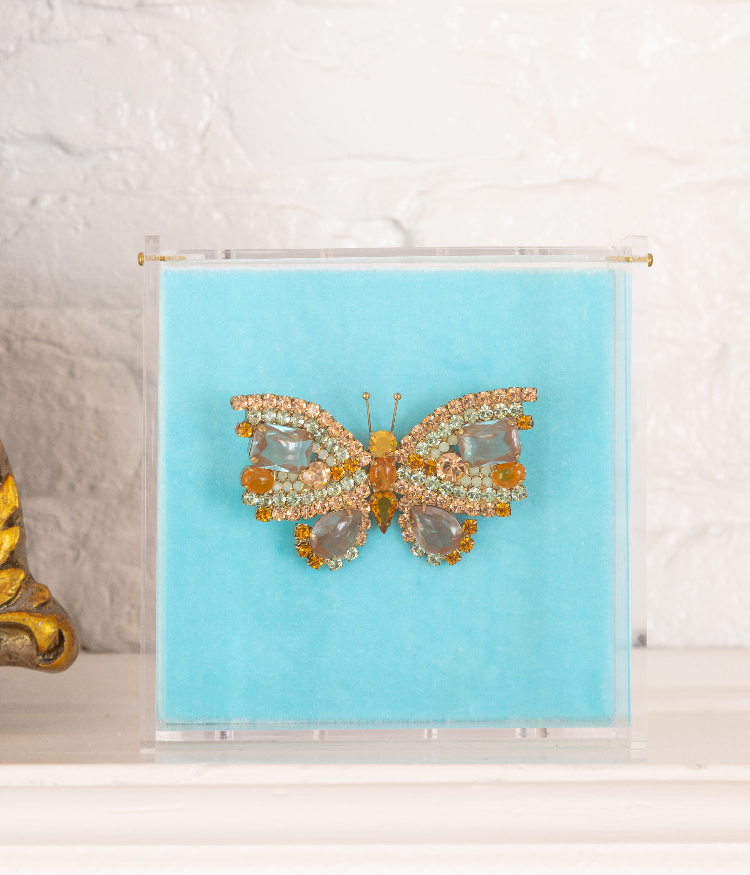 X-Large Butterfly in Light Peach / Chrysolite / Topaz