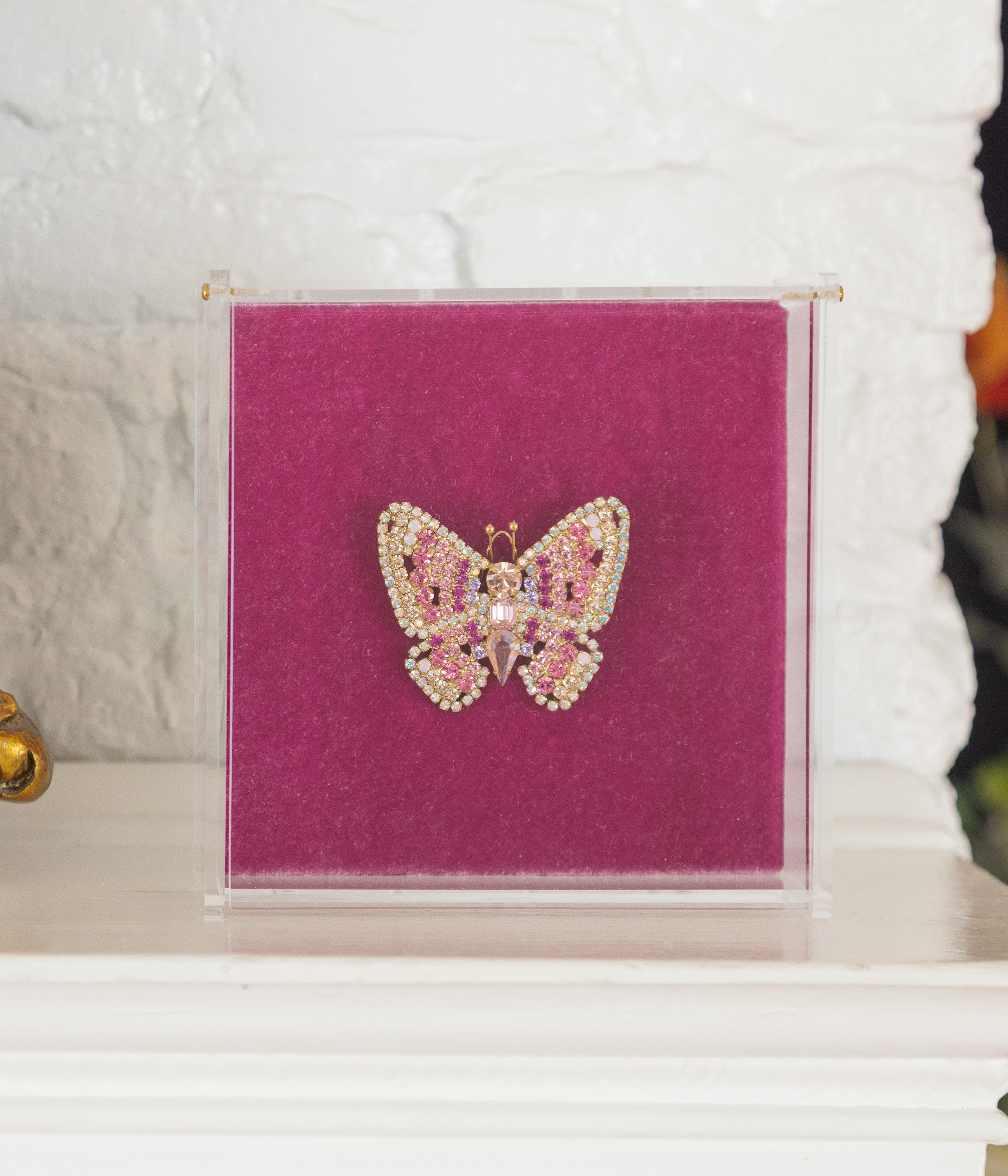 Small Butterfly in Rose / Vintage Rose / Iridescent
