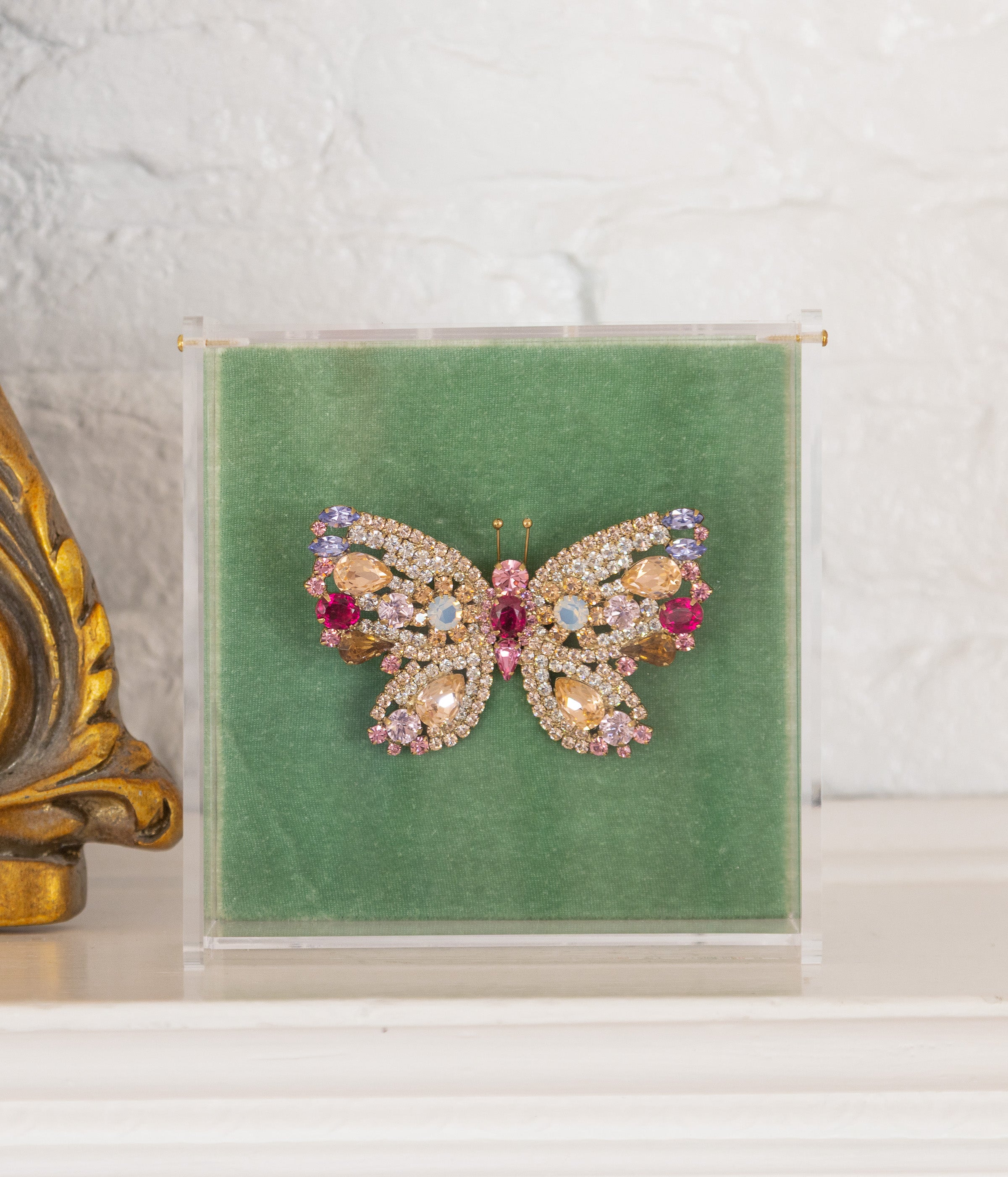 Large Butterfly in Light Peach / Fuschia / Rose