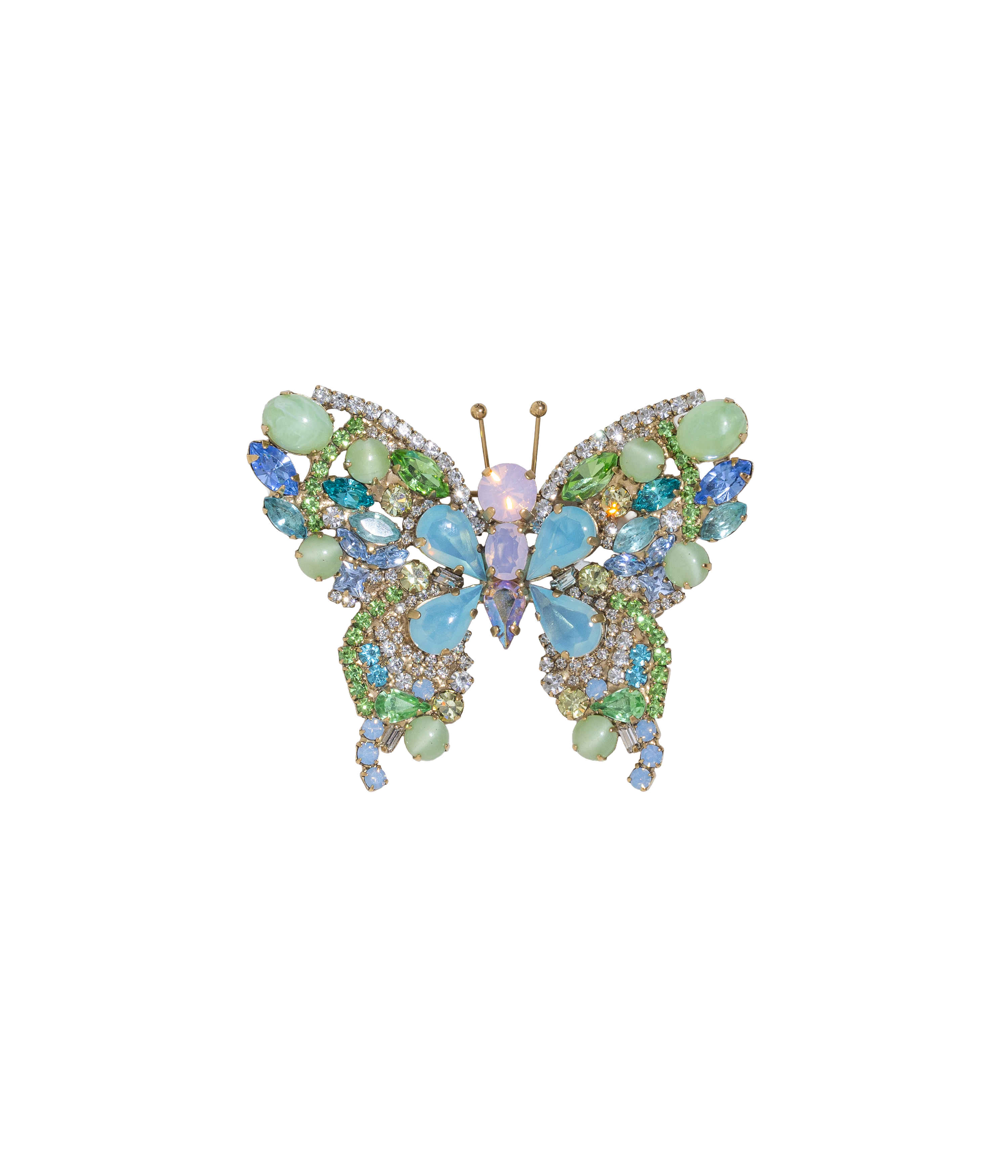 Medium Butterfly in Rose Opal / Peridot / Aqua