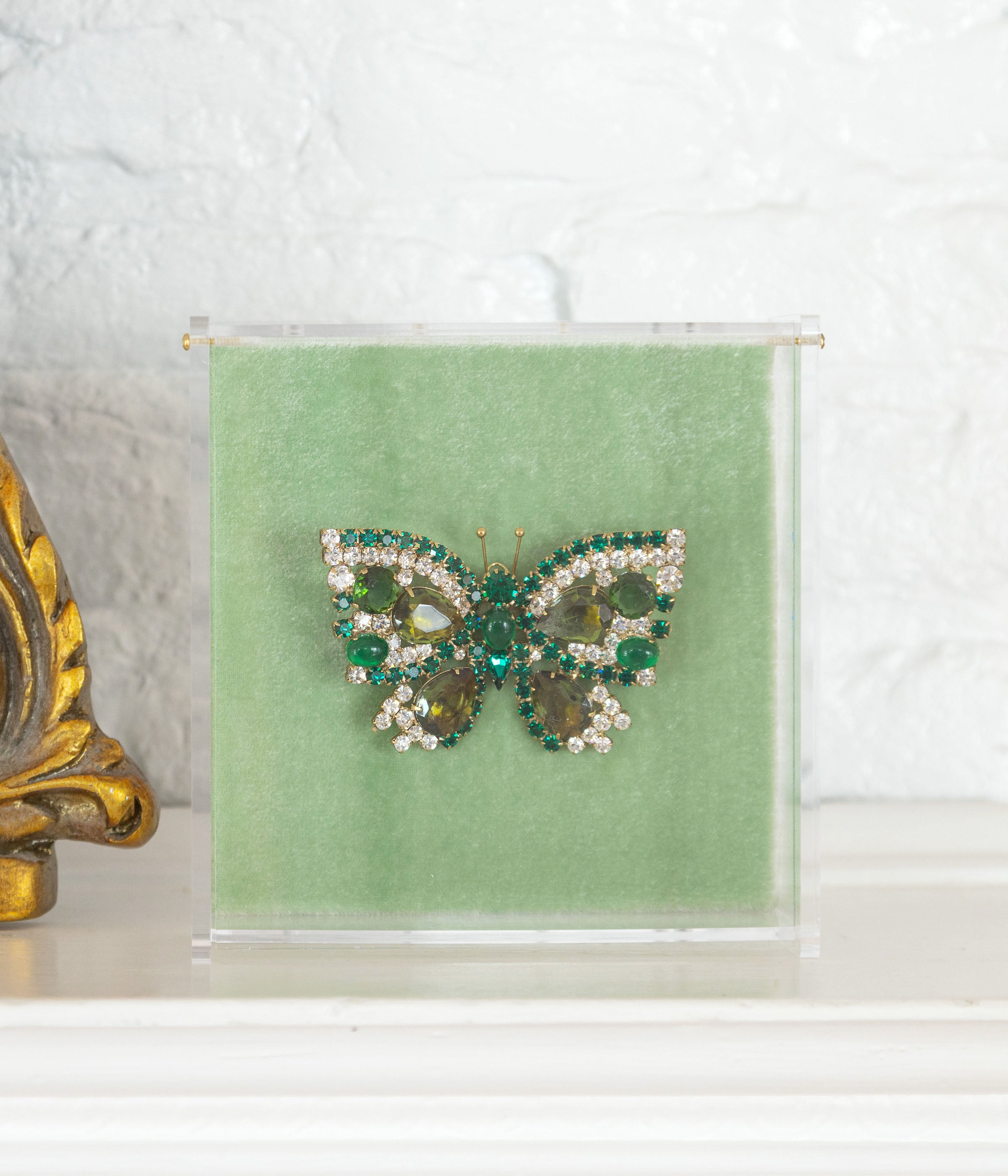 Large Butterfly in Olivine / Crystal / Emerald