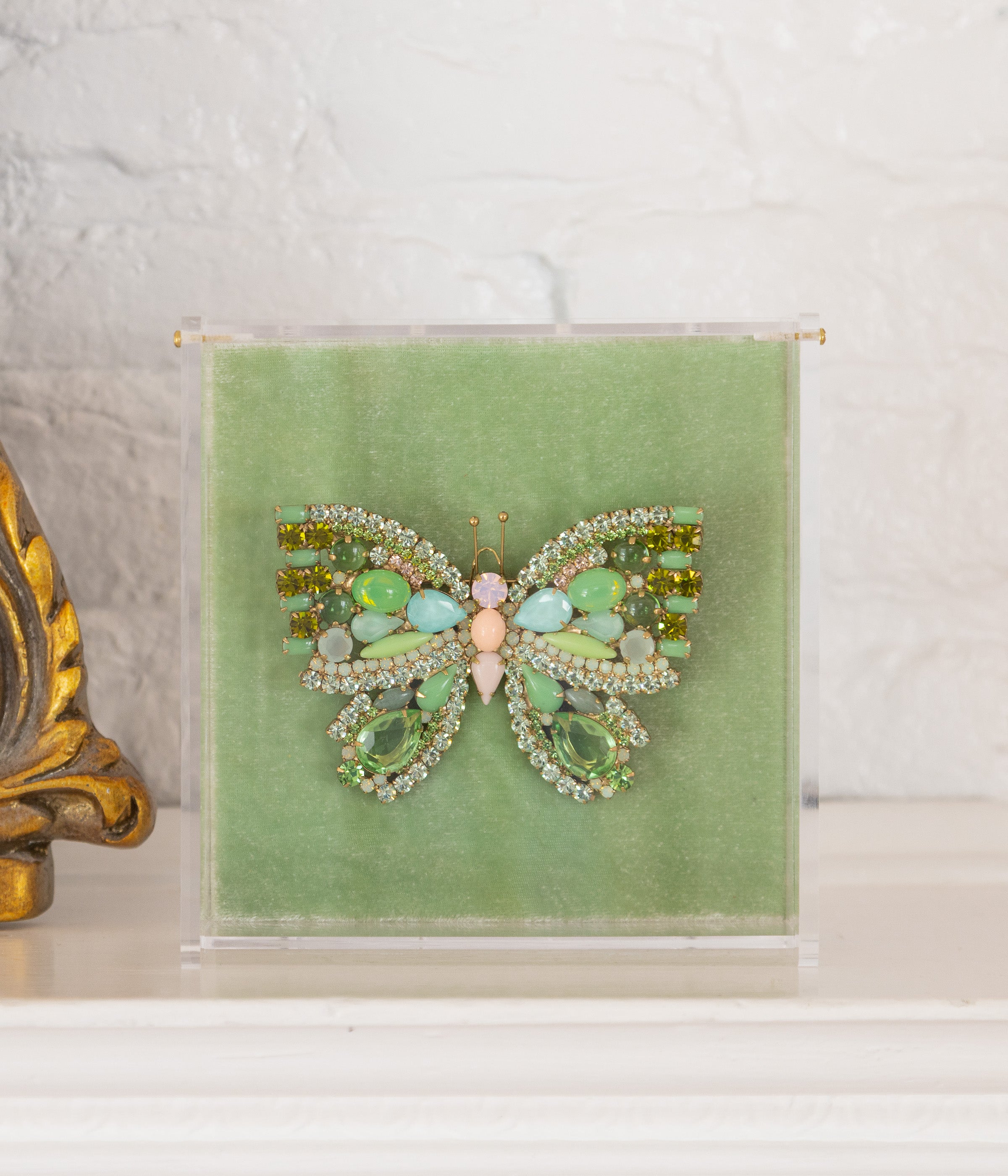 X-Large Butterfly in Chrysolite  / Soft Pink  / Olivine