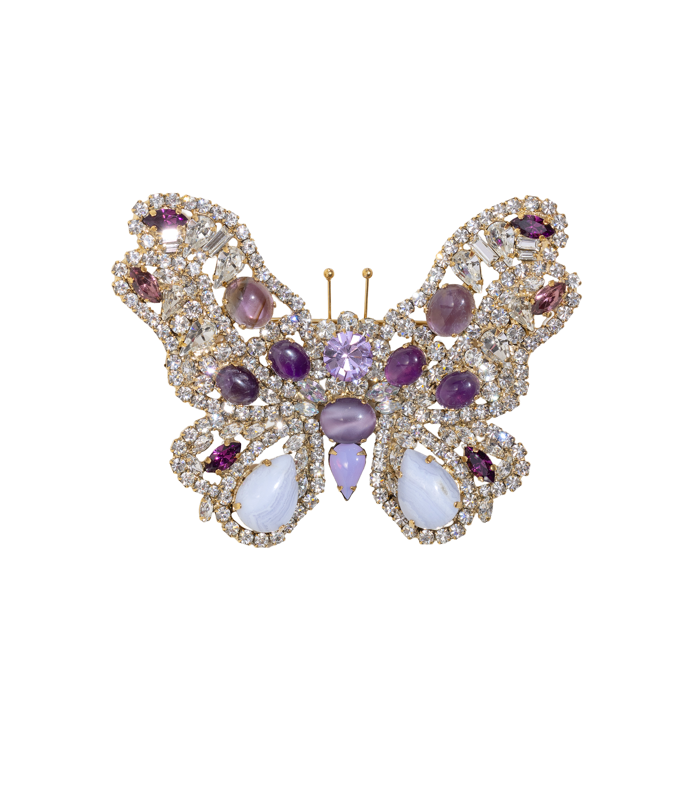 X-Large Butterfly in Amethyst / Blue Lace Agate / Crystal - Loren Hope
