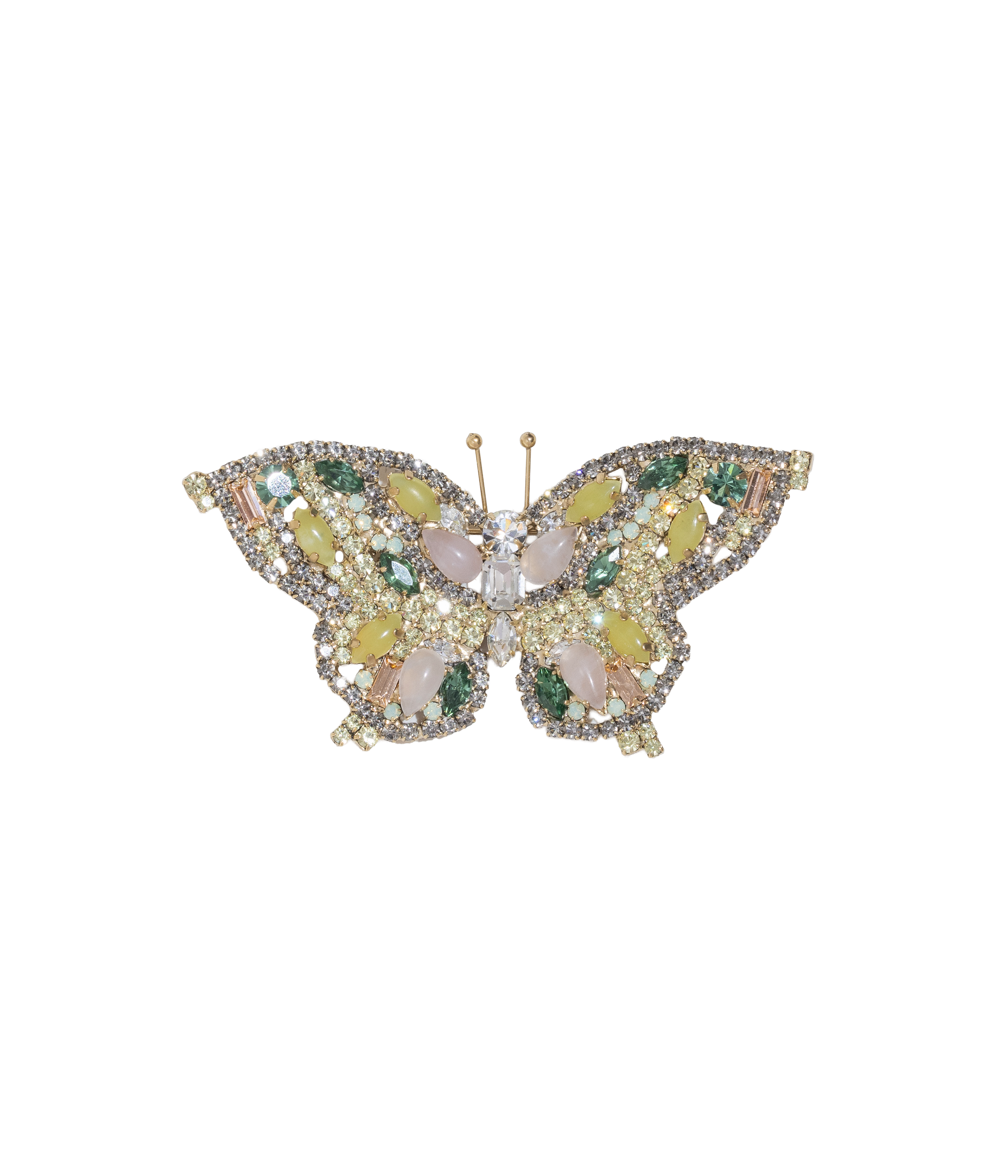 Medium Butterfly in Light Green Jade / Rose Quartz / Jonquil