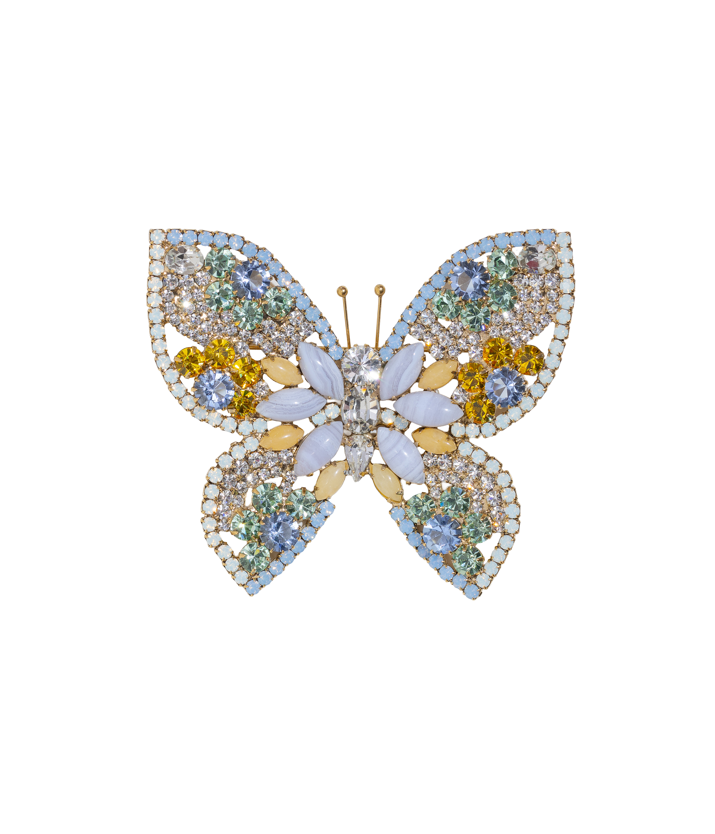 X-Large Butterfly in Blue Lace Agate / Pineapple Jasper / Chrysolite - Loren Hope