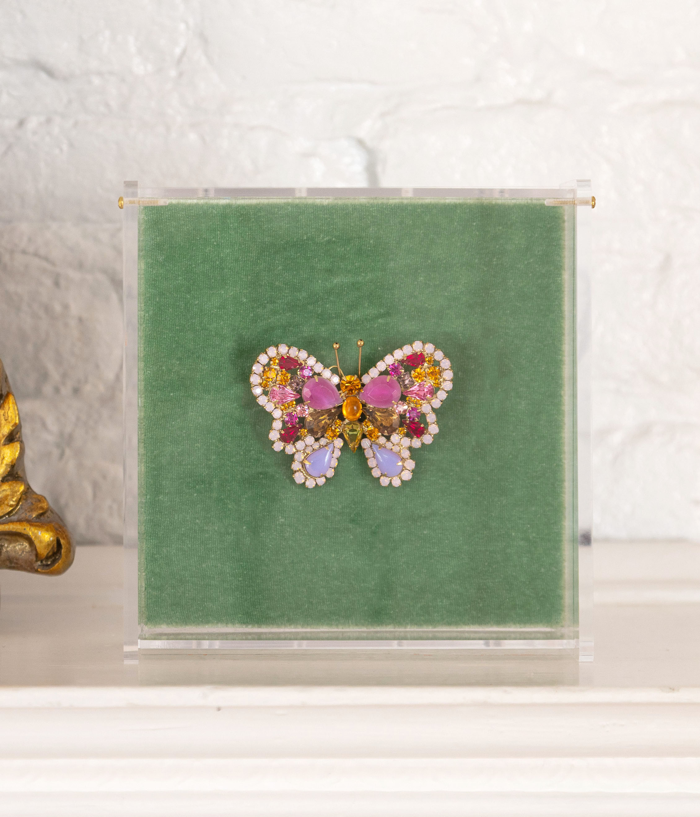 Small Butterfly in Rose Opal / Light Topaz / Siam