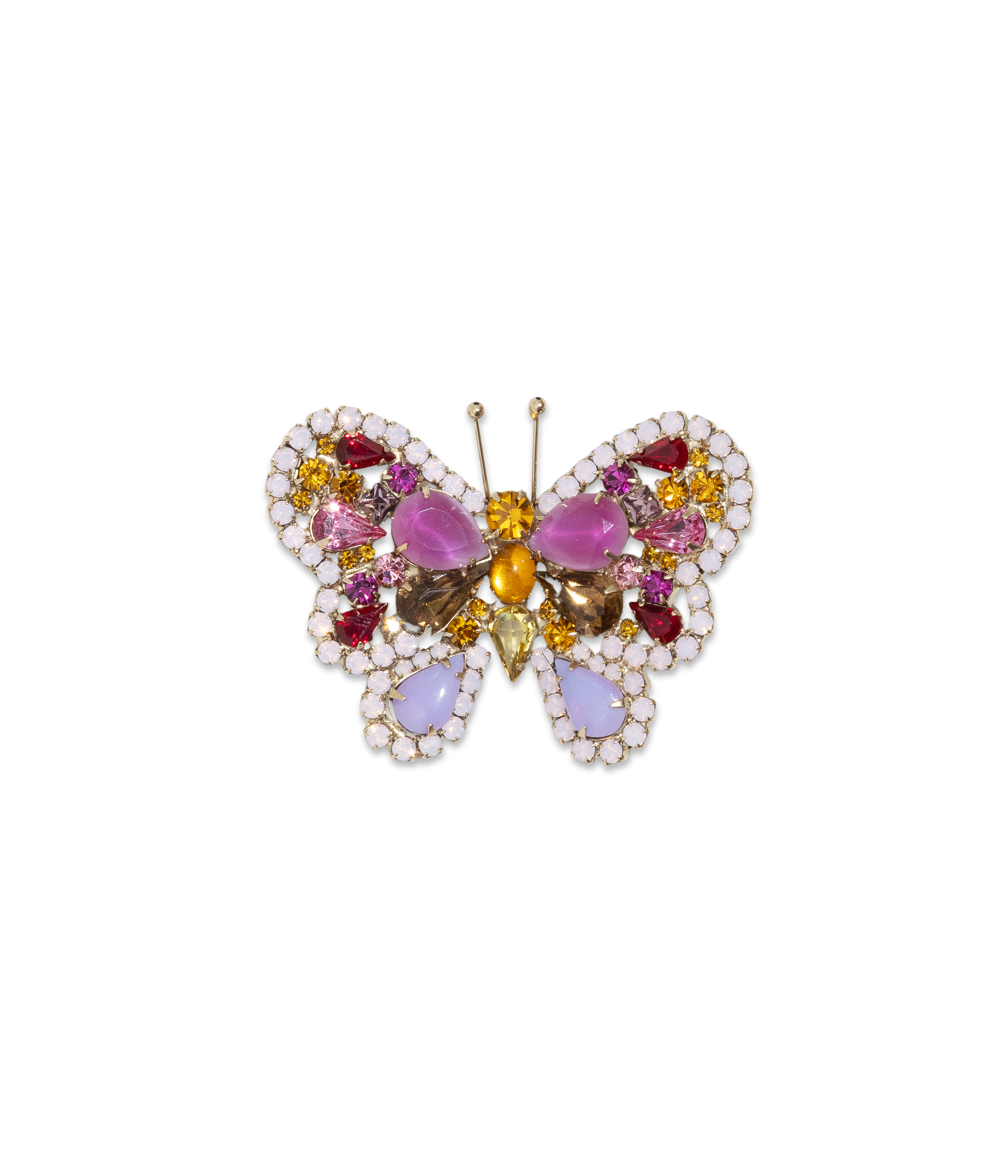 Small Butterfly in Rose Opal / Light Topaz / Siam
