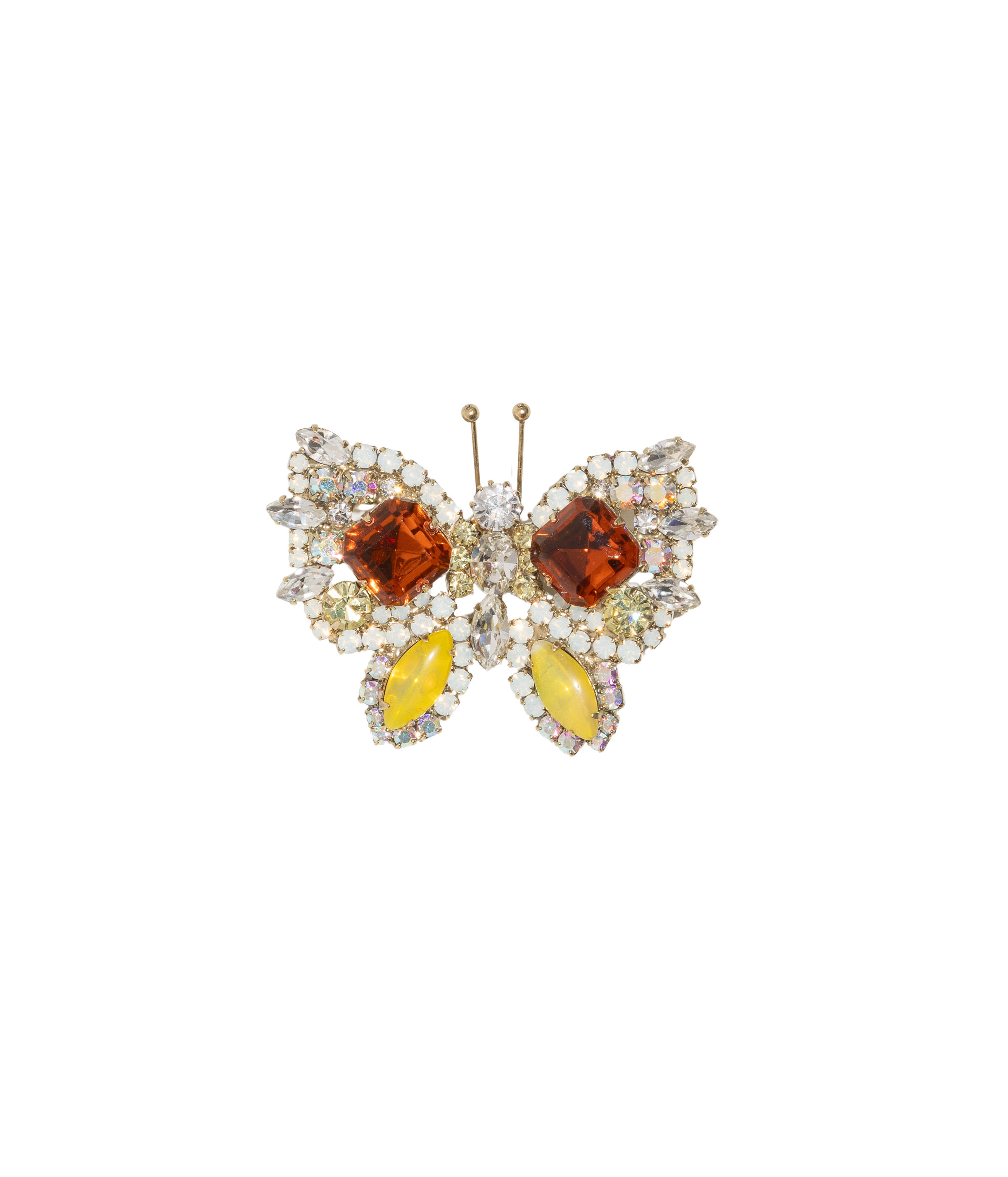 Small Butterfly in Crystal / Madiera Topaz Eye / Yellow Opal
