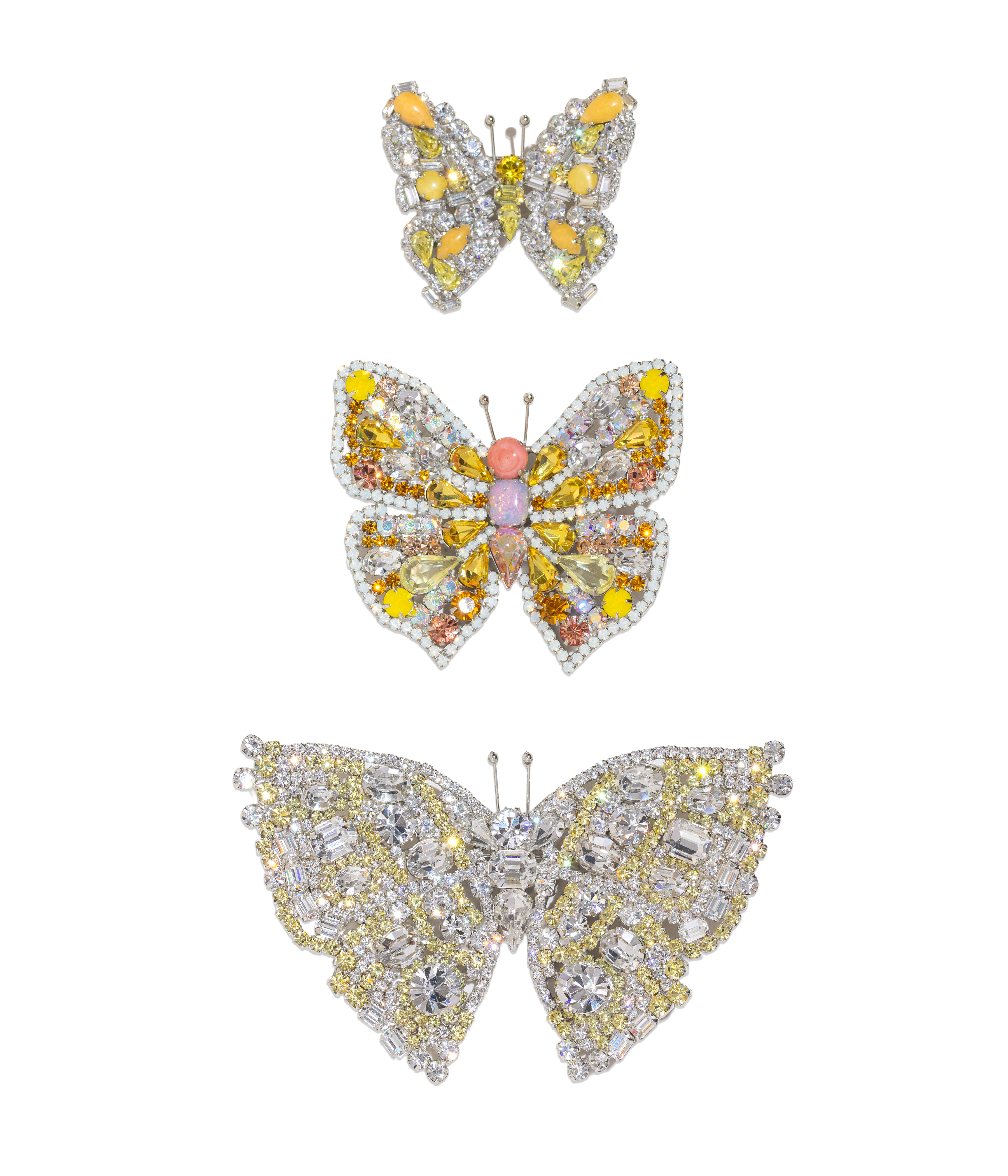 Butterfly Trio in Pineapple Jasper / Crystal / Jonquil