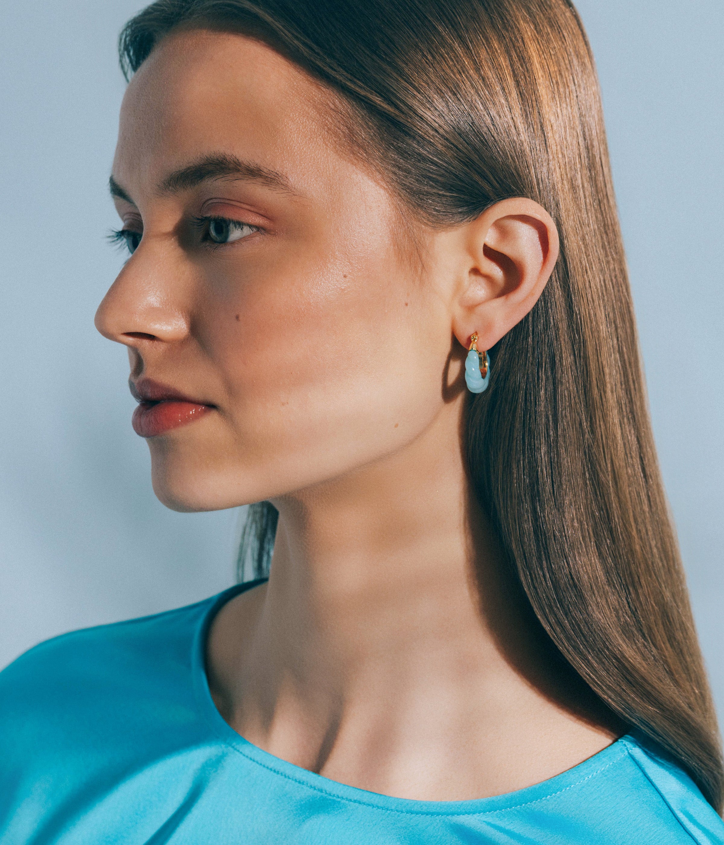 Alani Hoop Earrings in Turquoise - Loren Hope