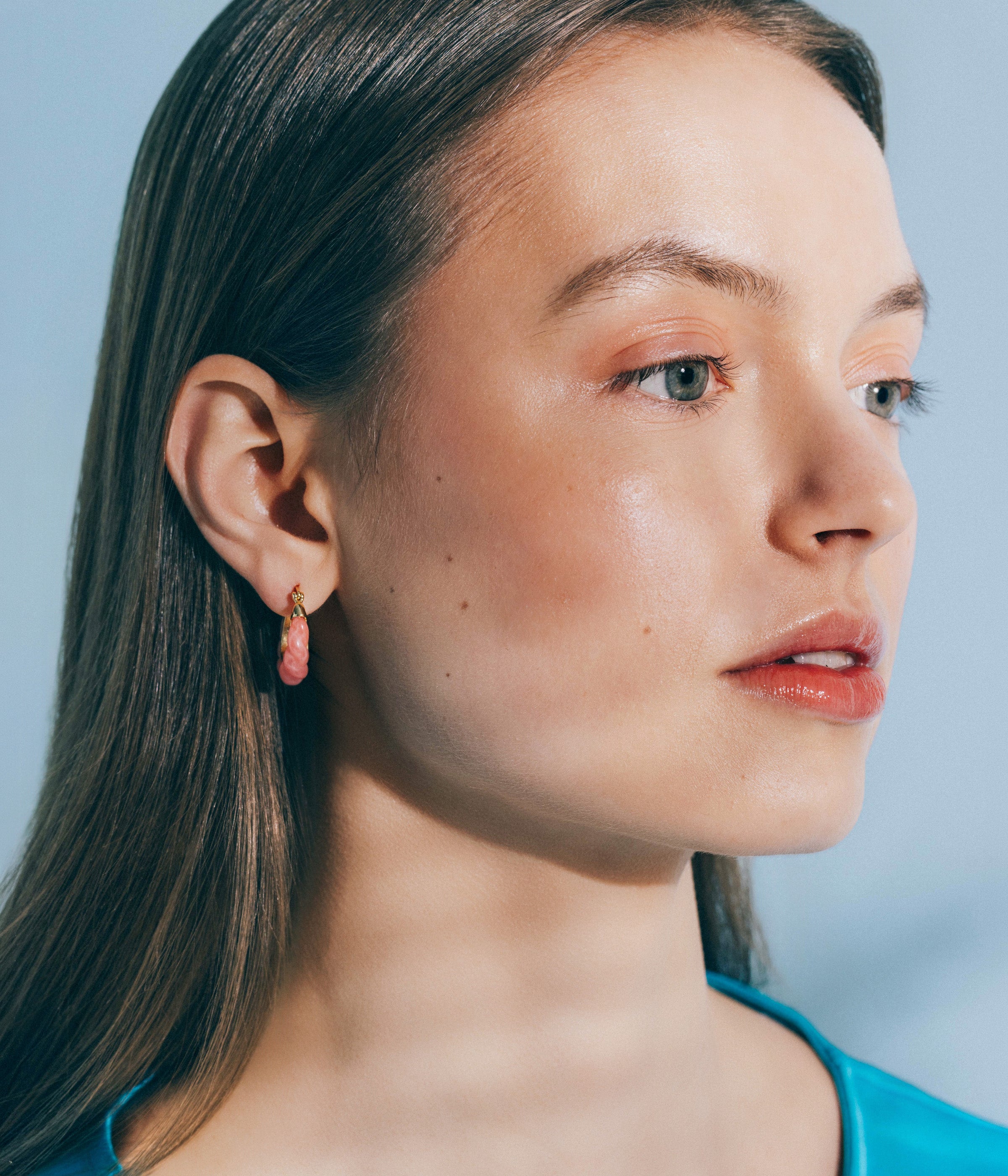 Alani Hoop Earrings in Pink - Loren Hope