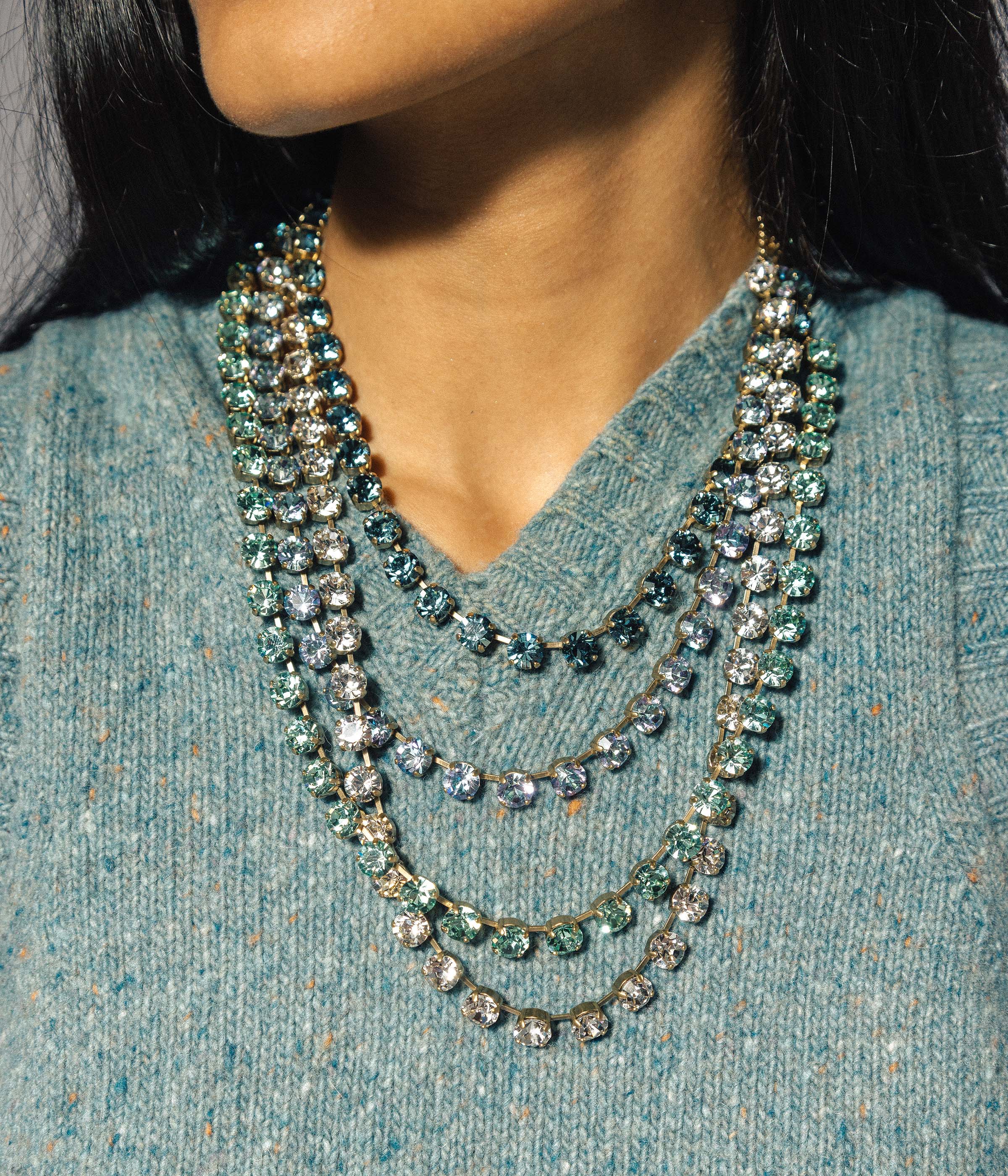 Arista Slider Necklace in Smoked Sapphire