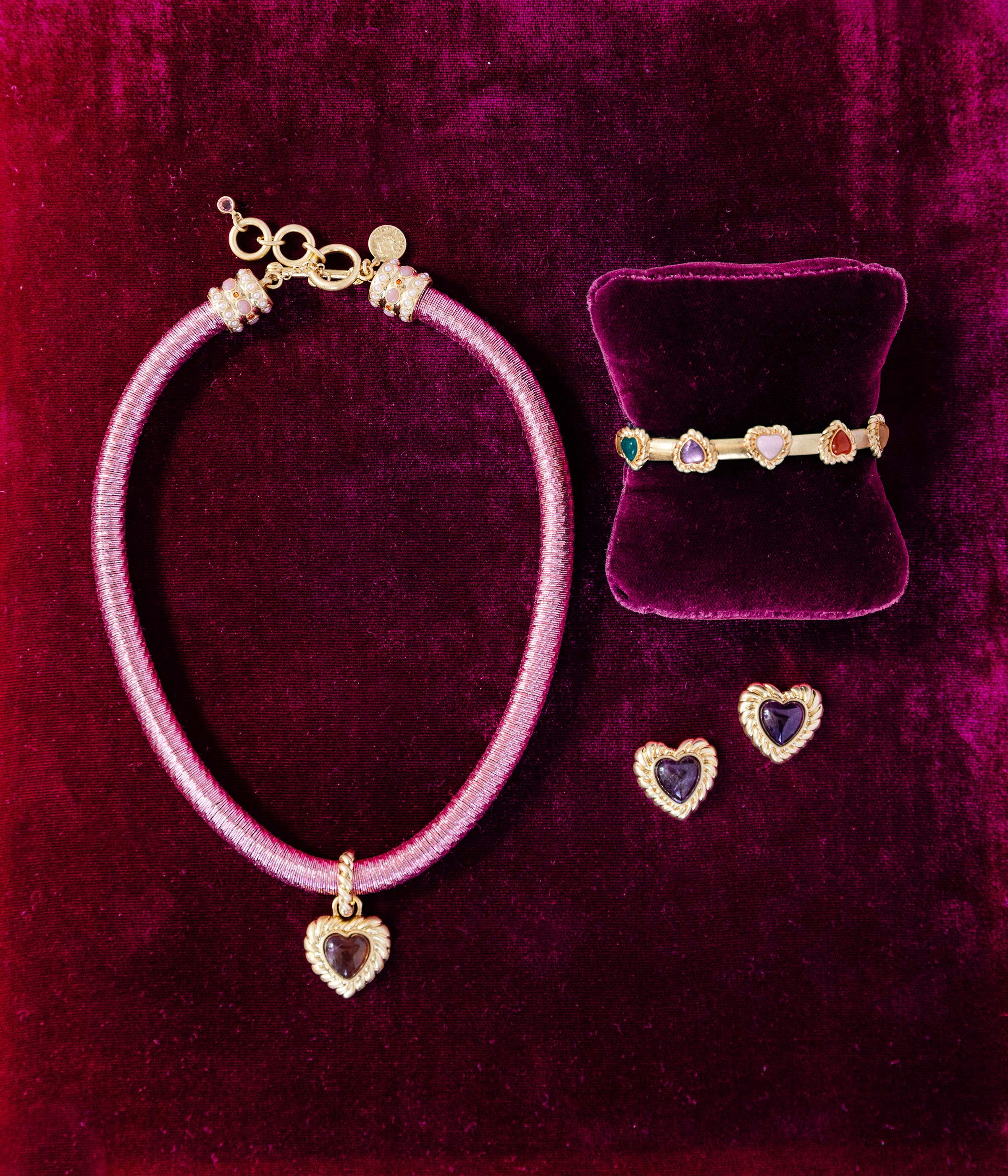 Camille Amethyst Heart Studs