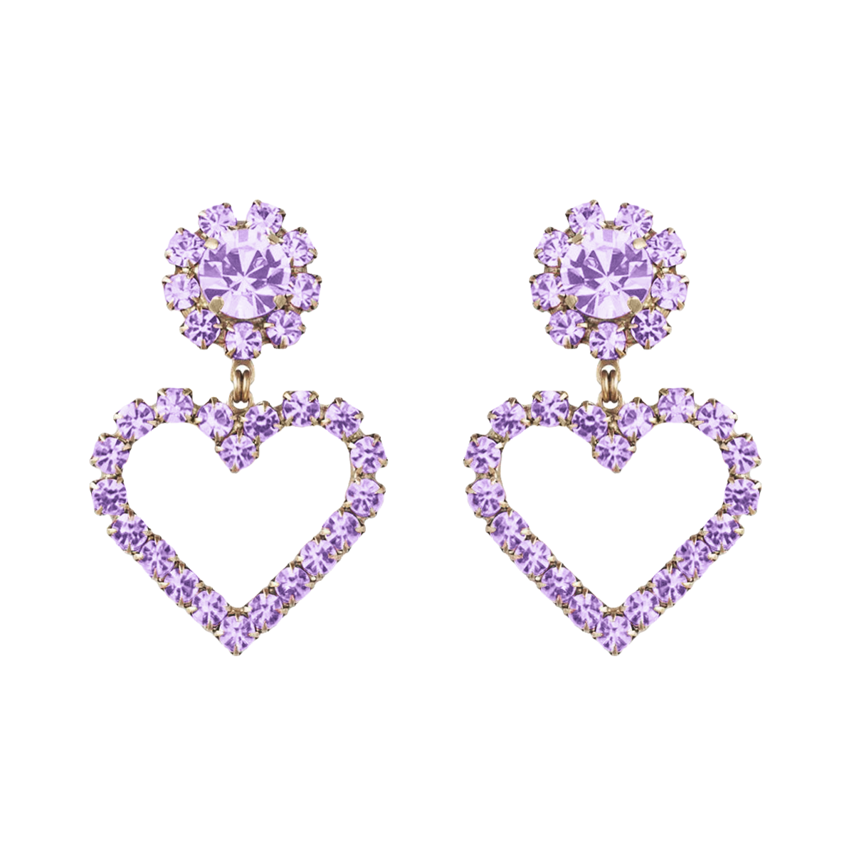 Cupid Heart Earrings in Violet