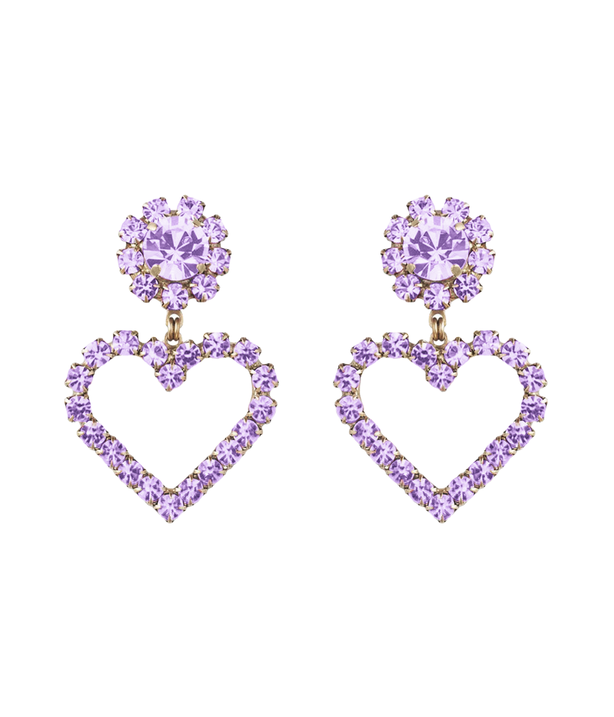 Cupid Heart Earrings in Violet