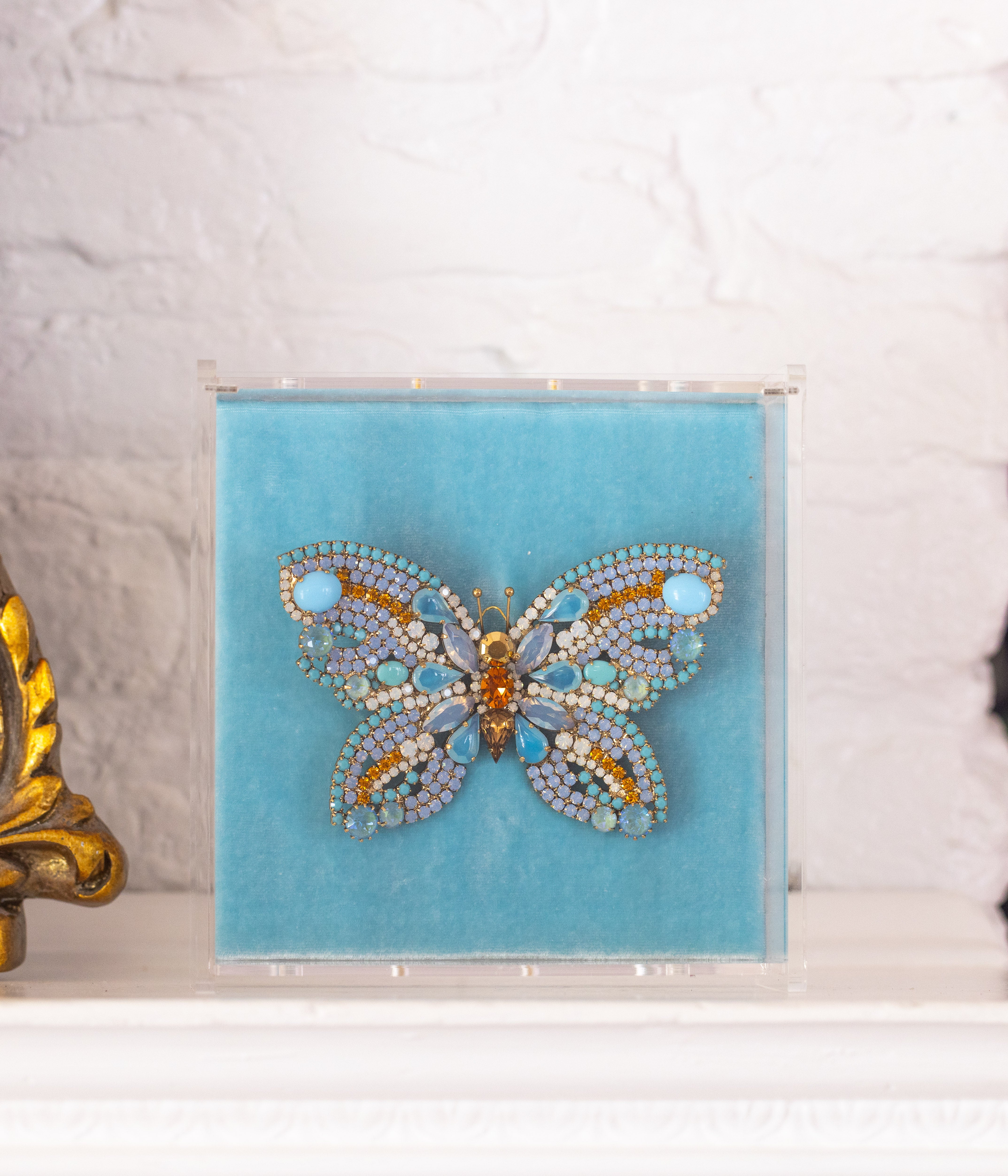 X-Large Butterfly in White Opal / Turquoise / Topaz - Loren Hope