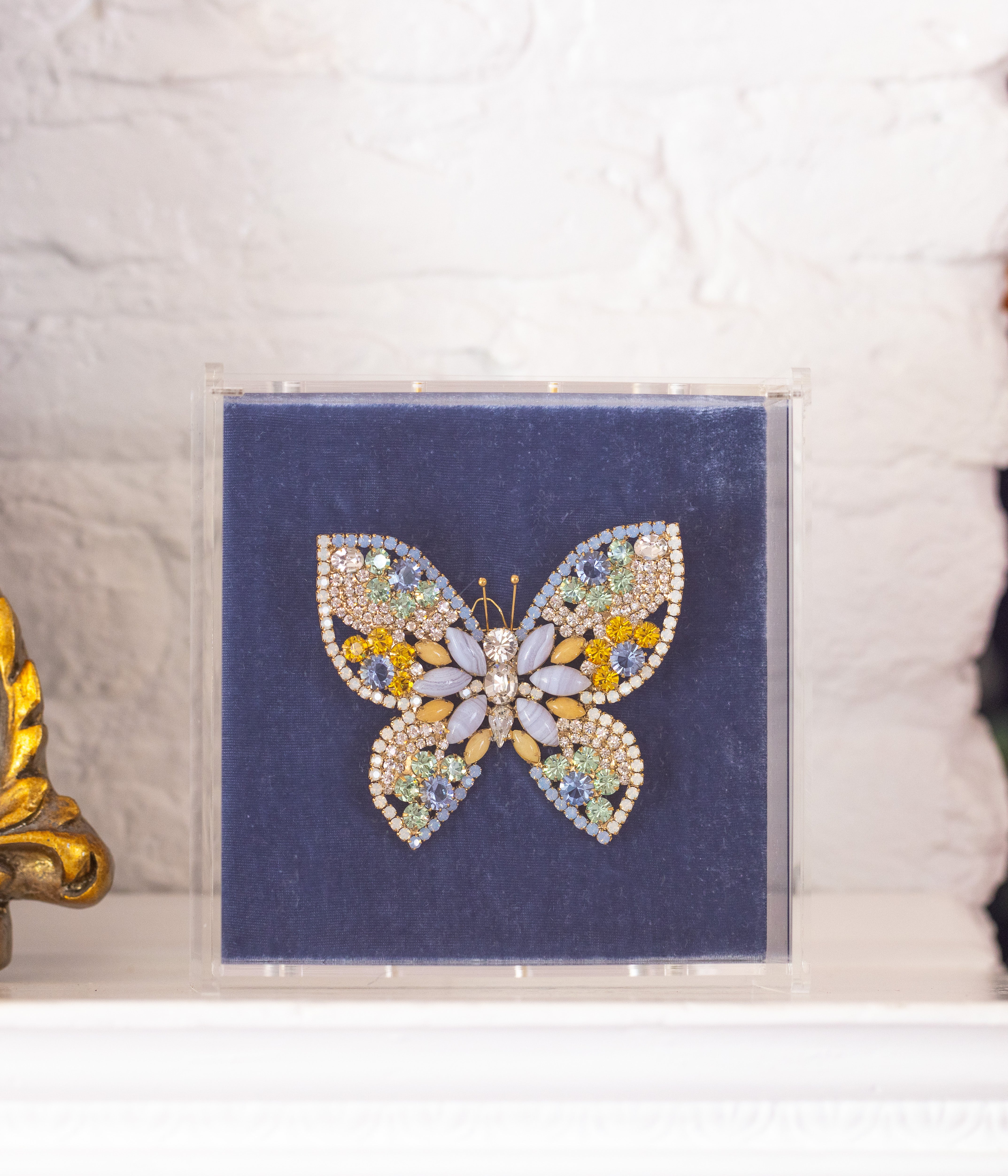 X-Large Butterfly in Blue Lace Agate / Pineapple Jasper / Chrysolite - Loren Hope
