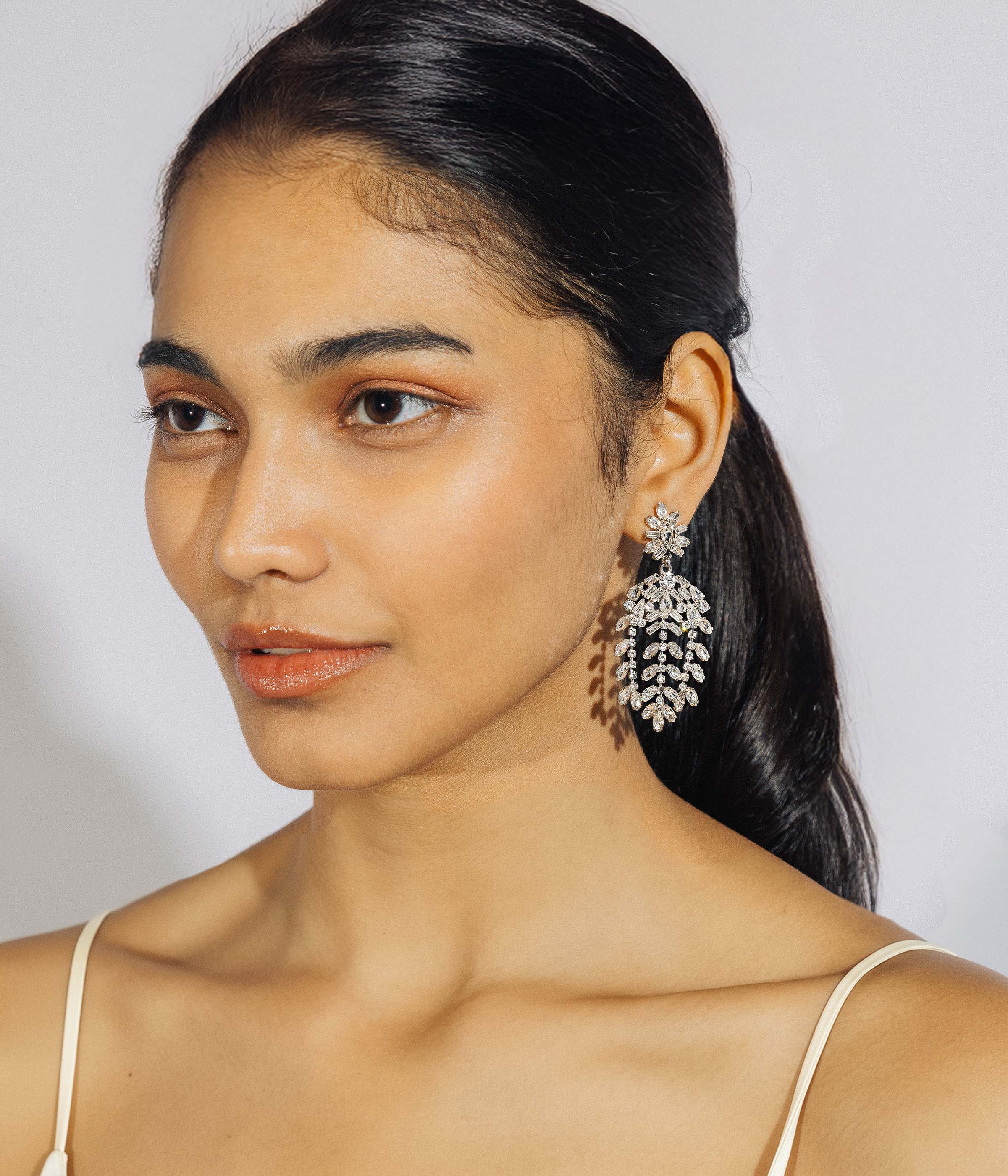 Elena Statement Earrings in Crystal