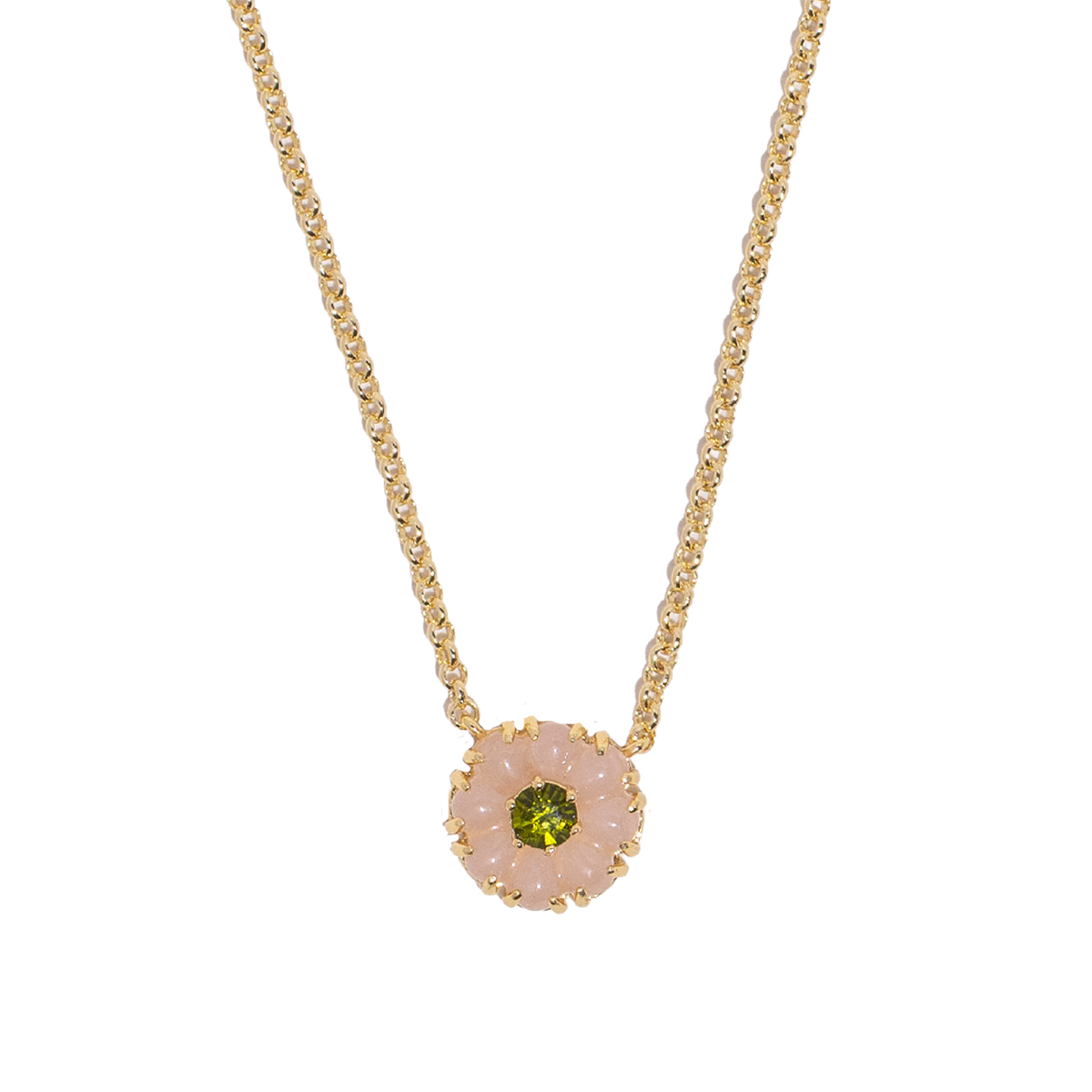 Emeline Flower Necklace in Rose Quartz