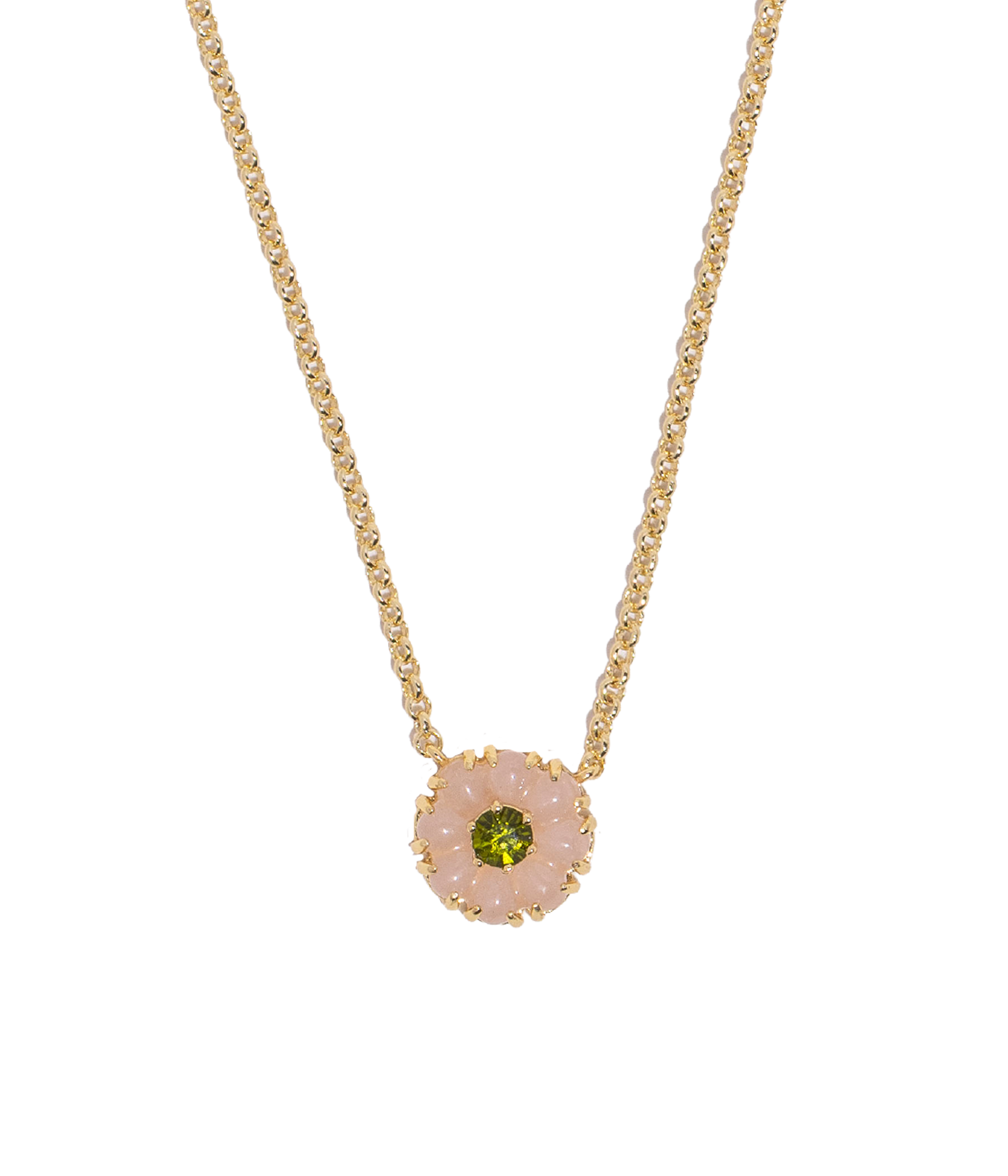 Emeline Flower Necklace in Rose Quartz