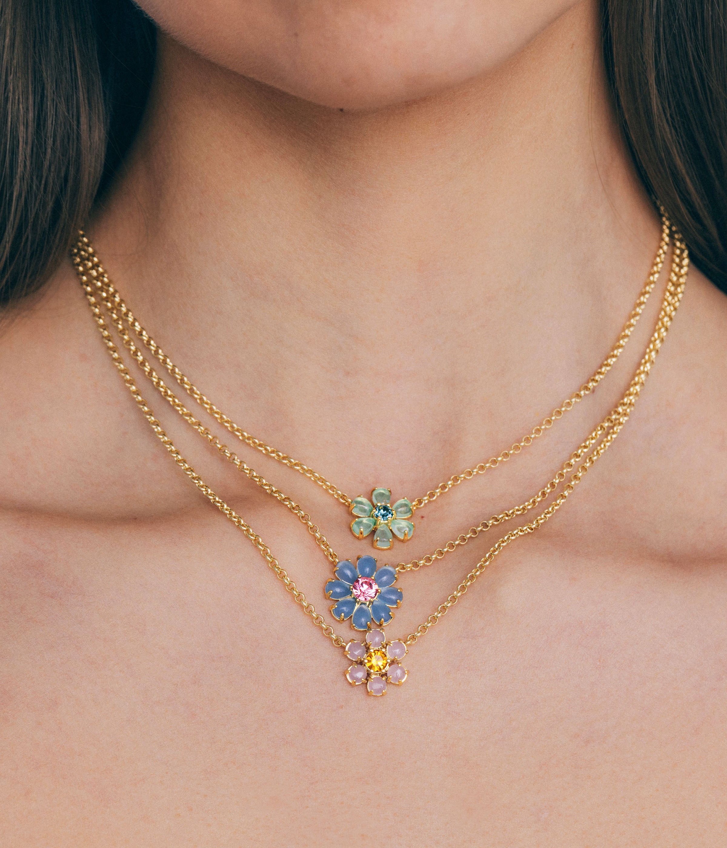 Emeline Flower Necklace in Blue - Loren Hope