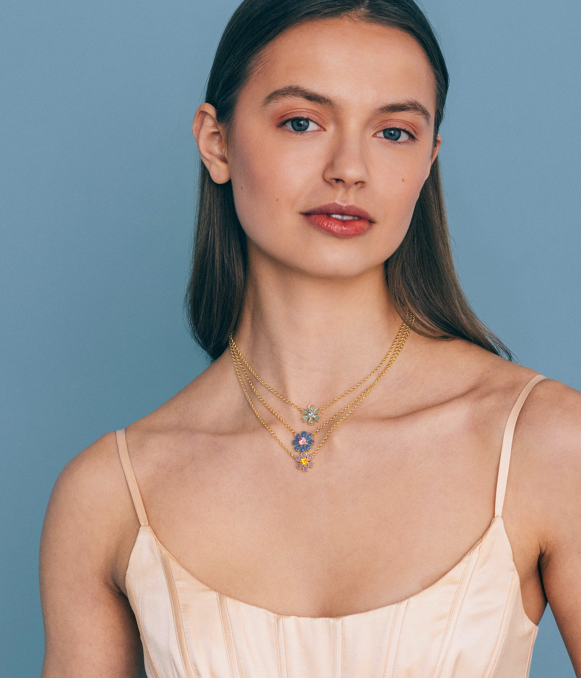 Emeline Flower Necklace in Mint
