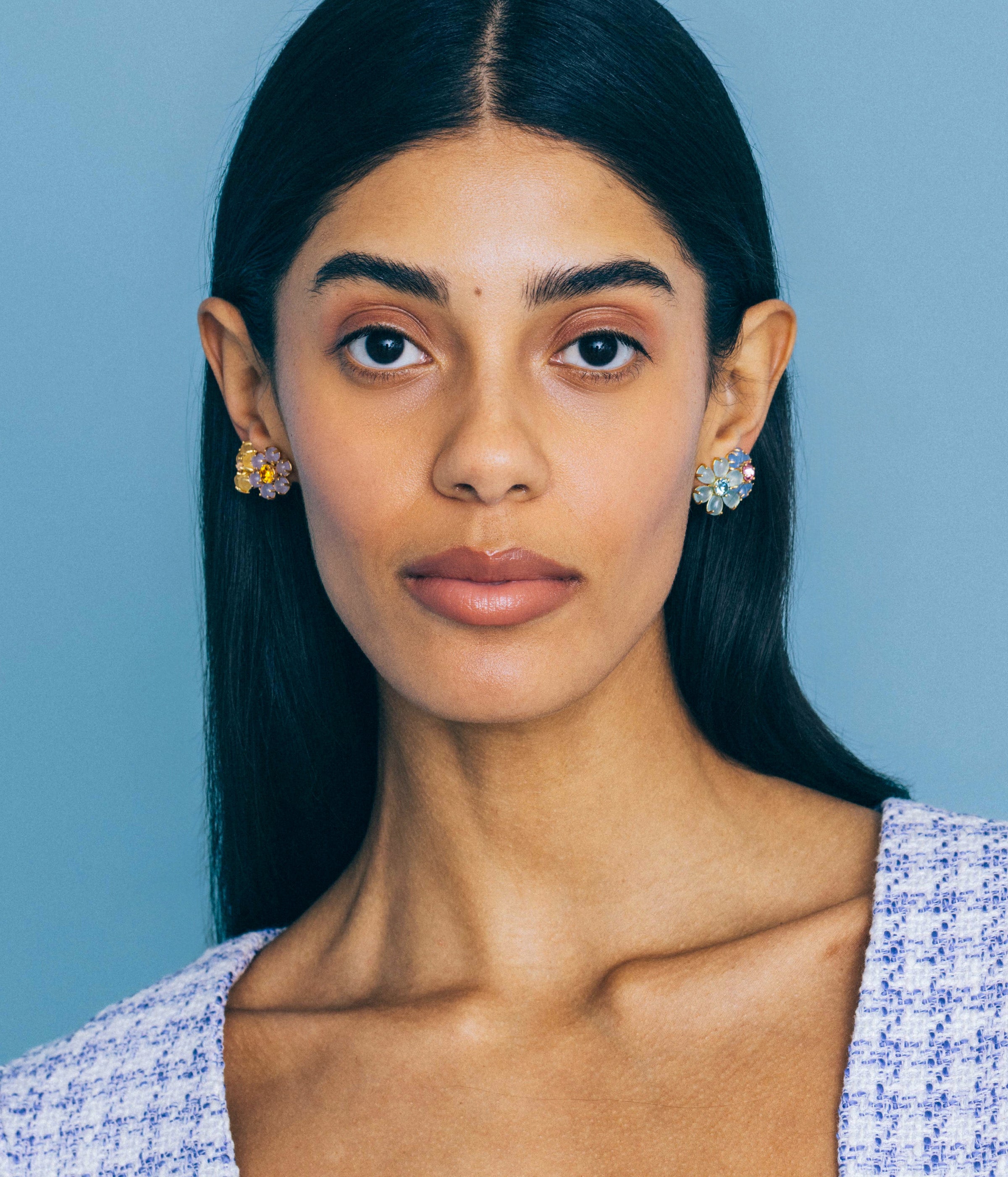 Emeline Flower Studs in Blue - Loren Hope