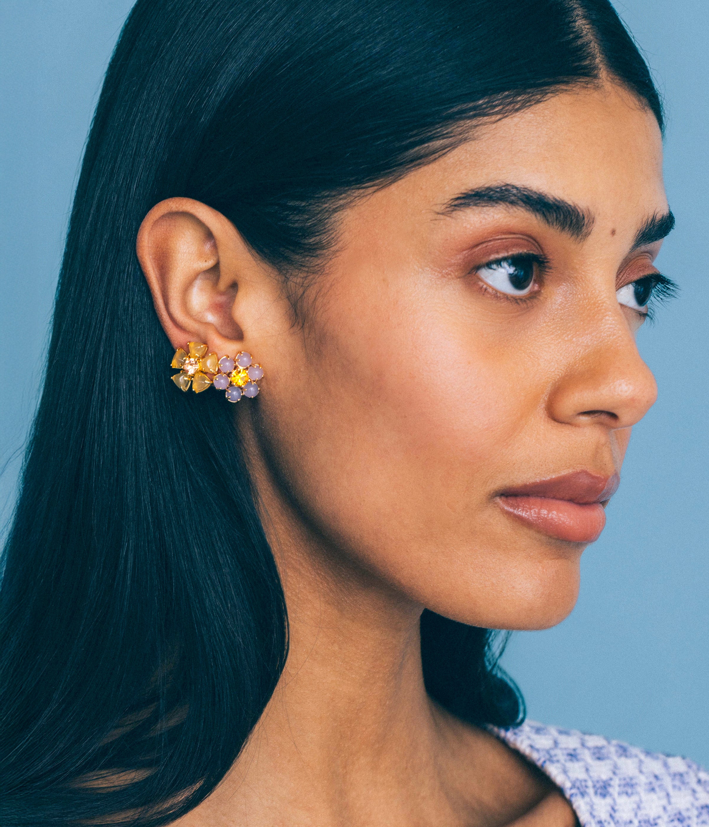 Emeline Flower Studs in Yellow