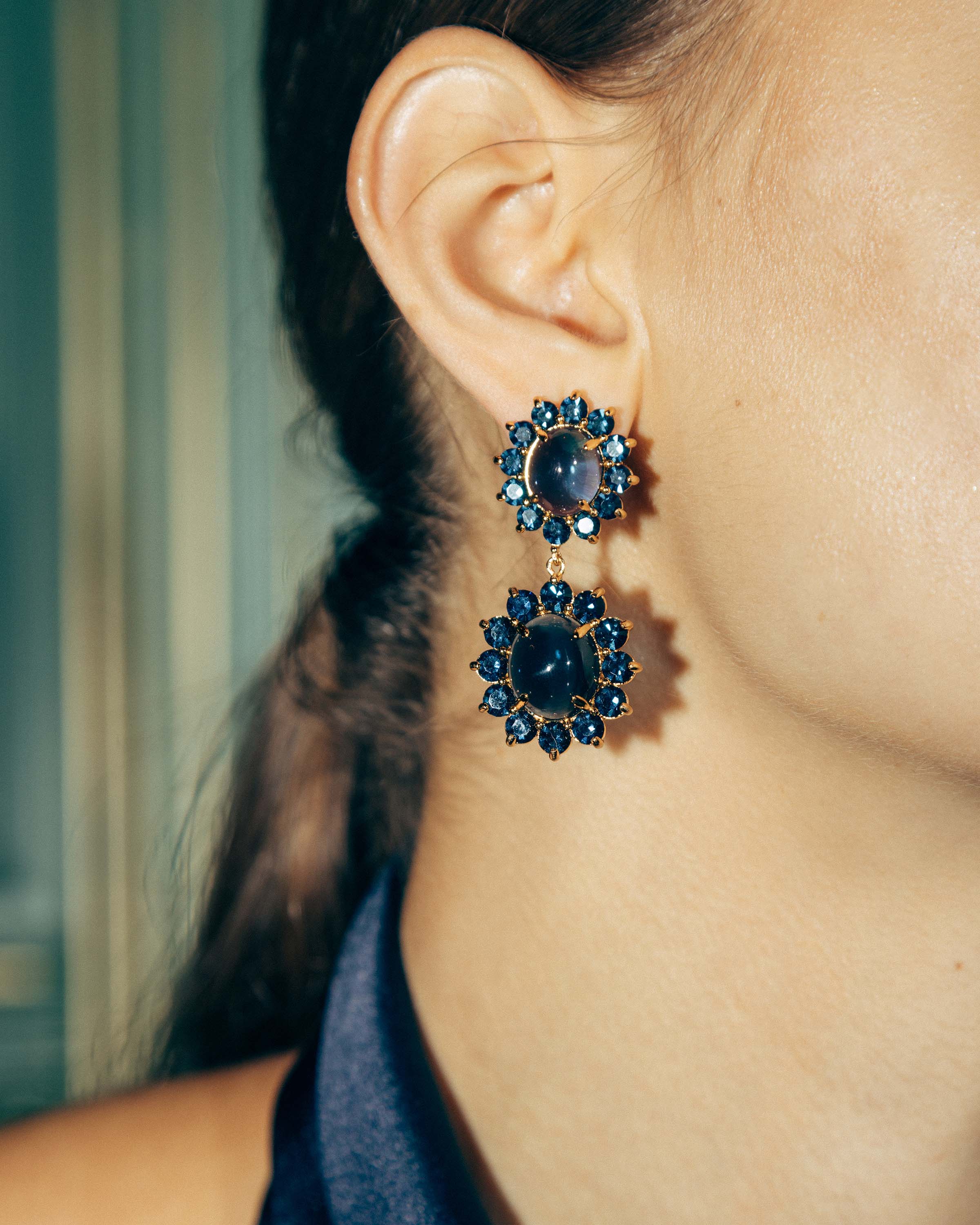 Georgie Drop Earrings in Navy Georgie Drop Earrings in Navy