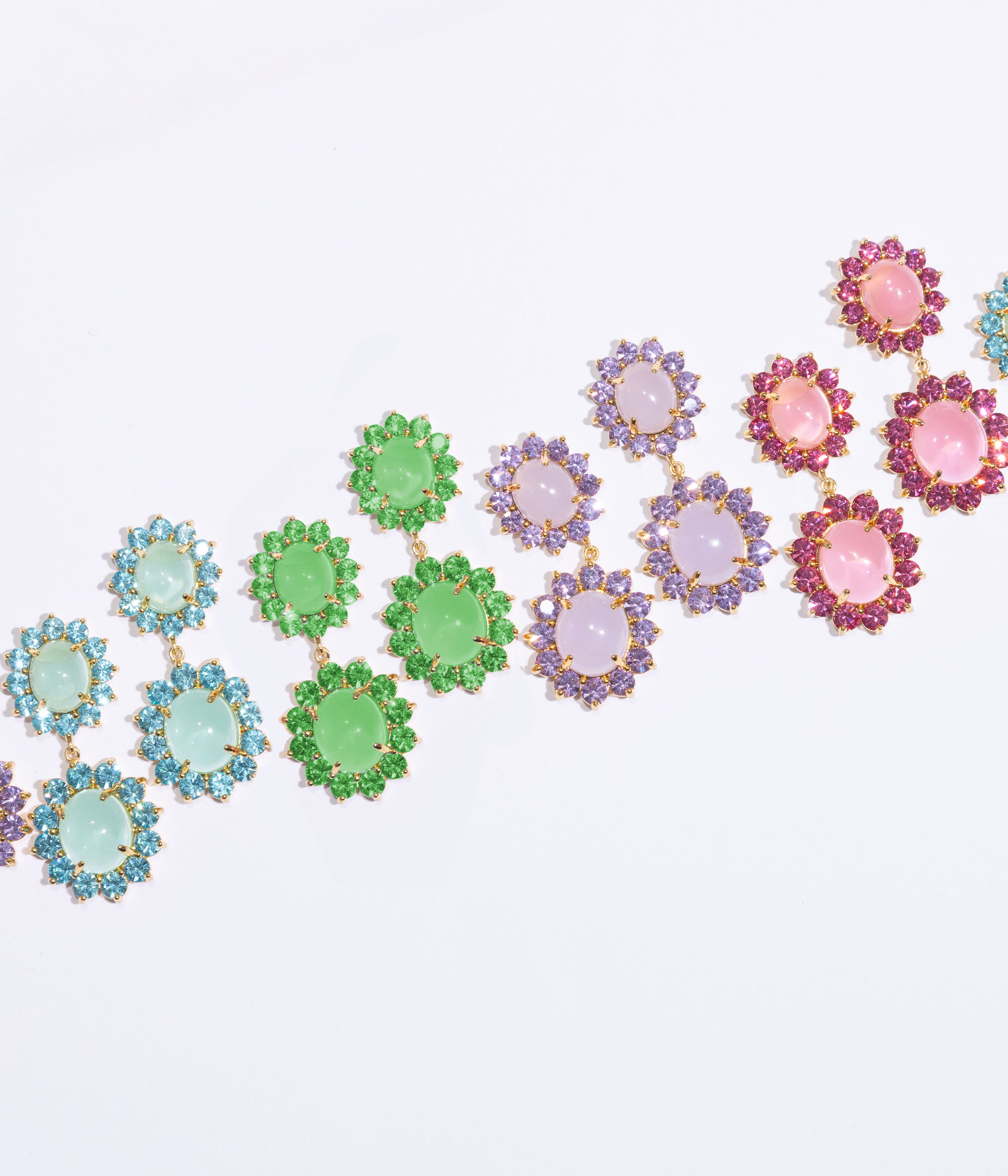 Georgie Drop Earrings in Green