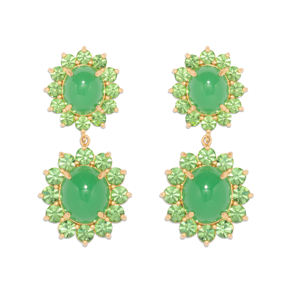 Georgie Drop Earrings in Green