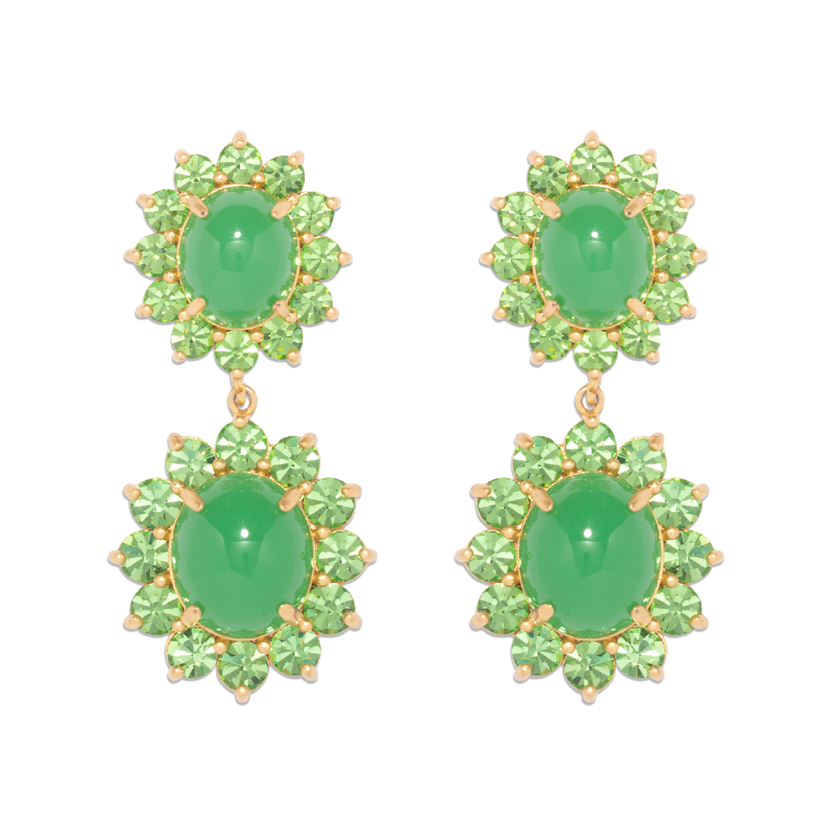 Georgie Drop Earrings in Green
