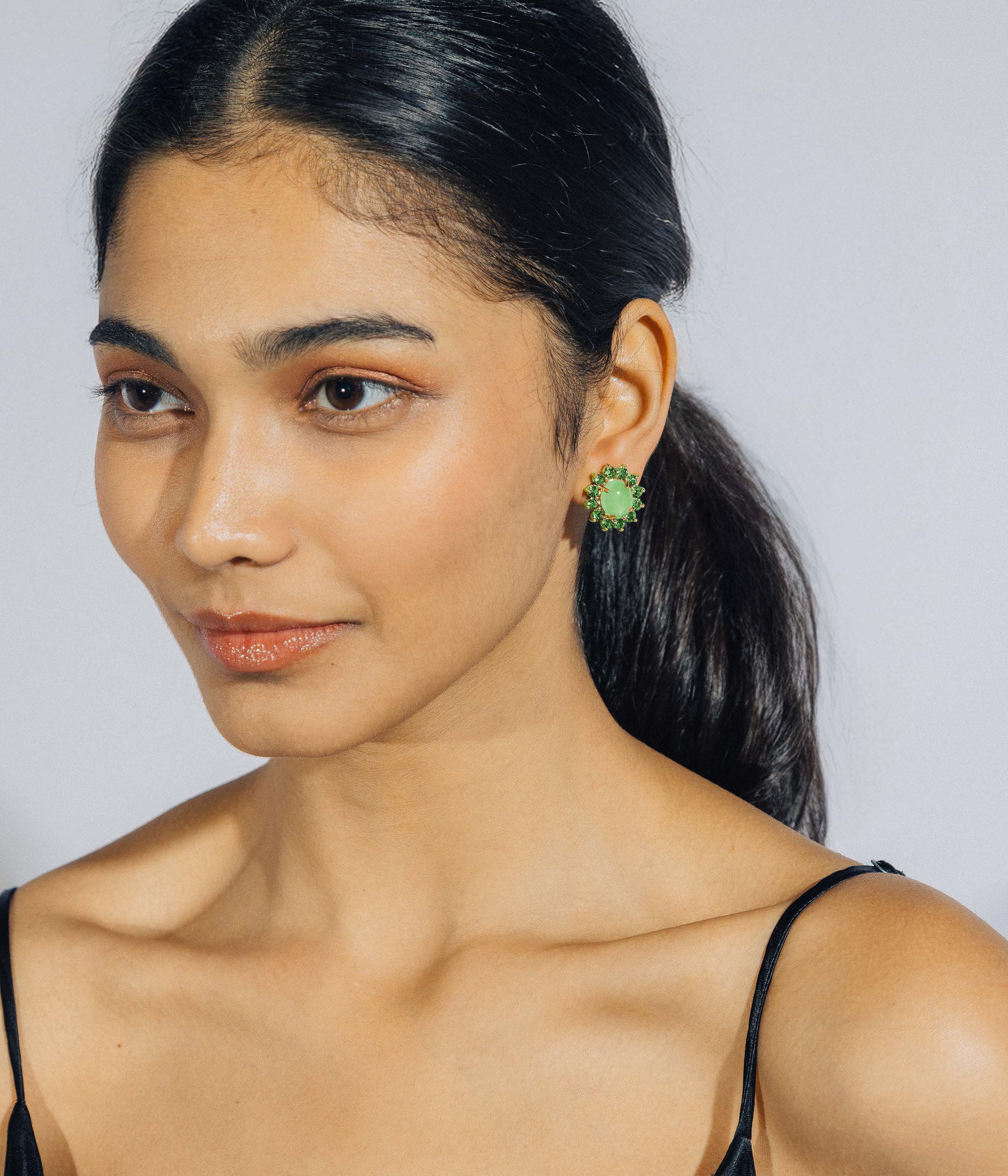 Georgie Stud Earrings in Green
