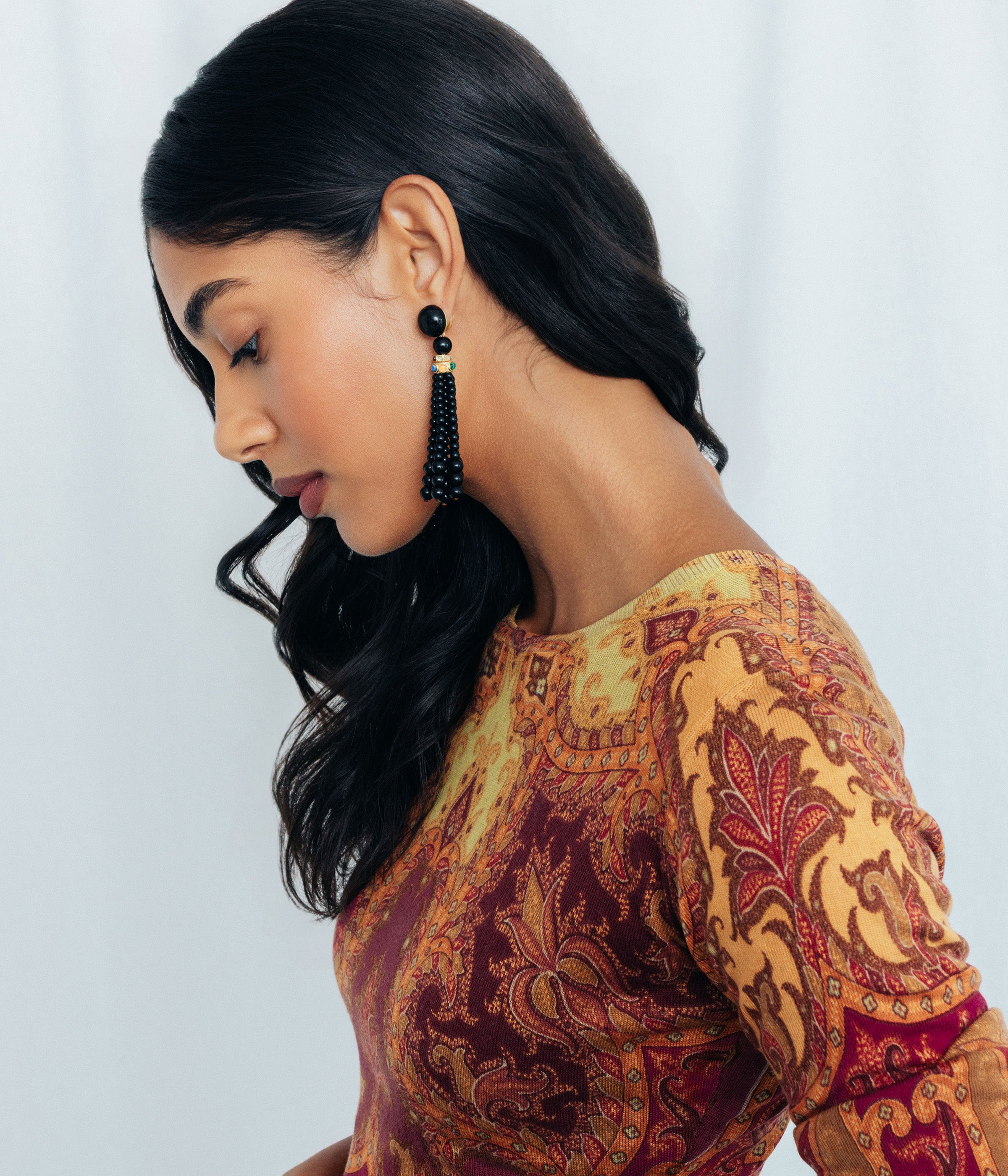 Greer Tassel Earrings in Jet