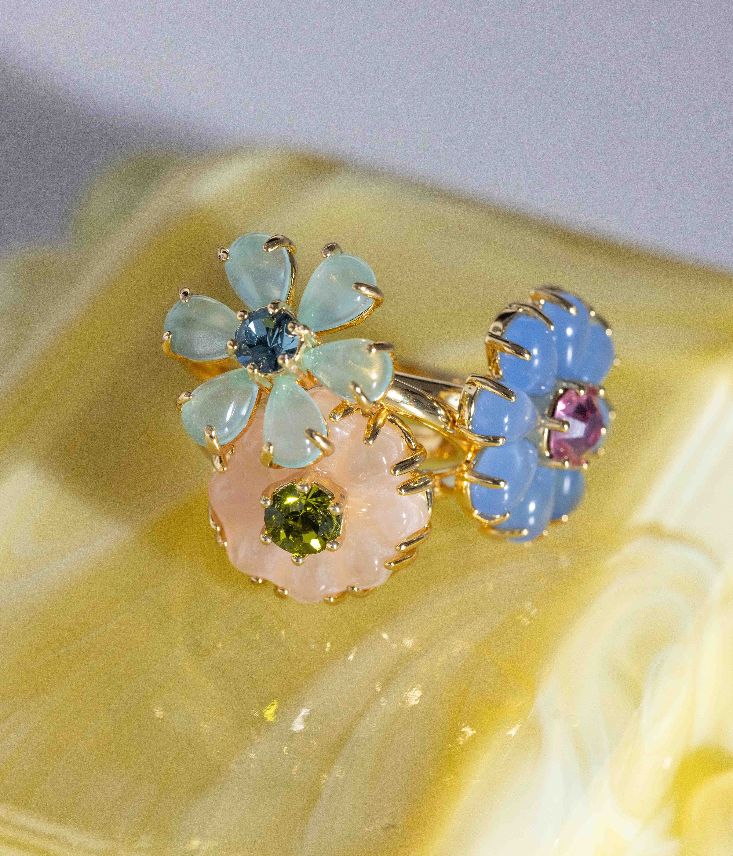 Emeline Flower Ring in Mint
