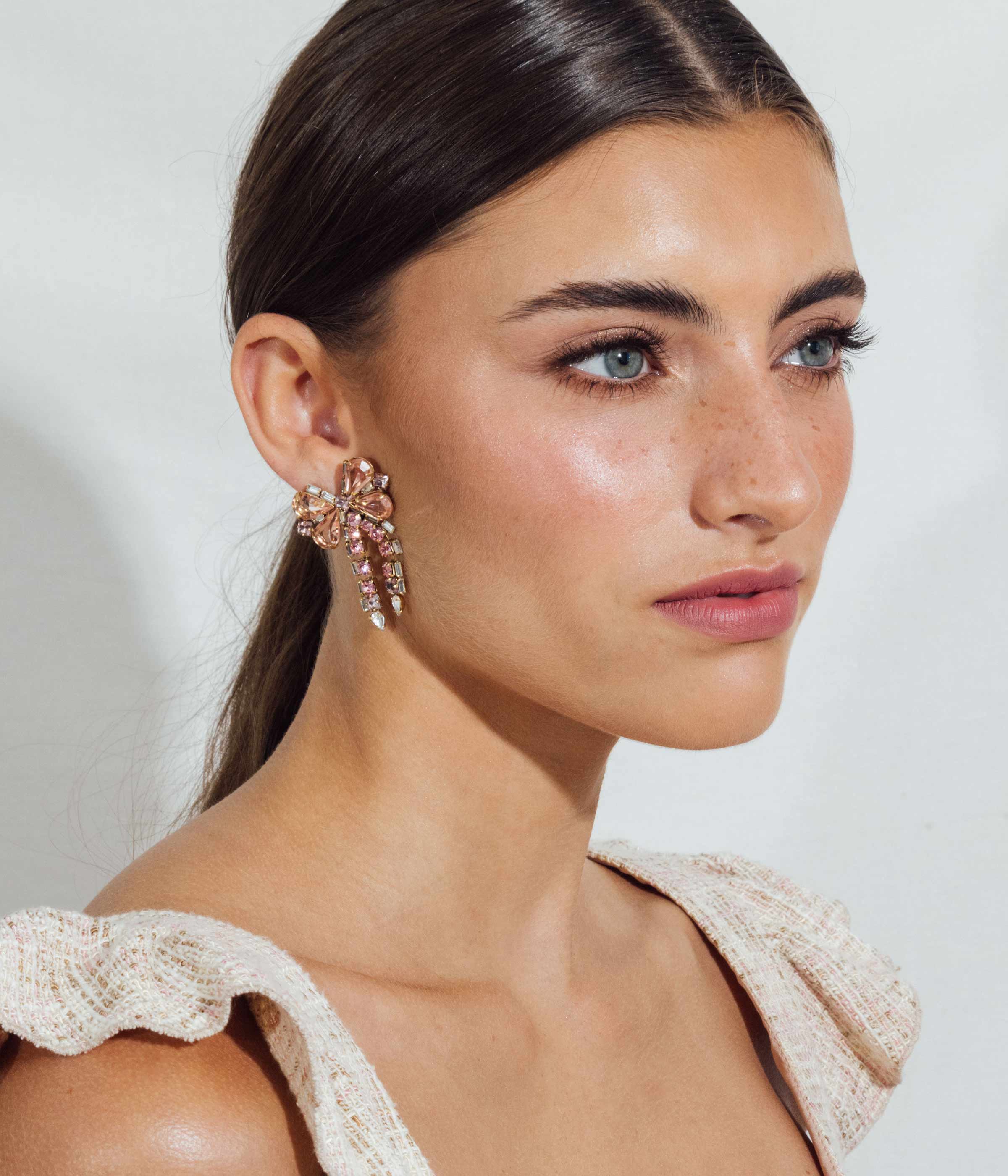 James Bow Earrings in Light Rose - Loren Hope