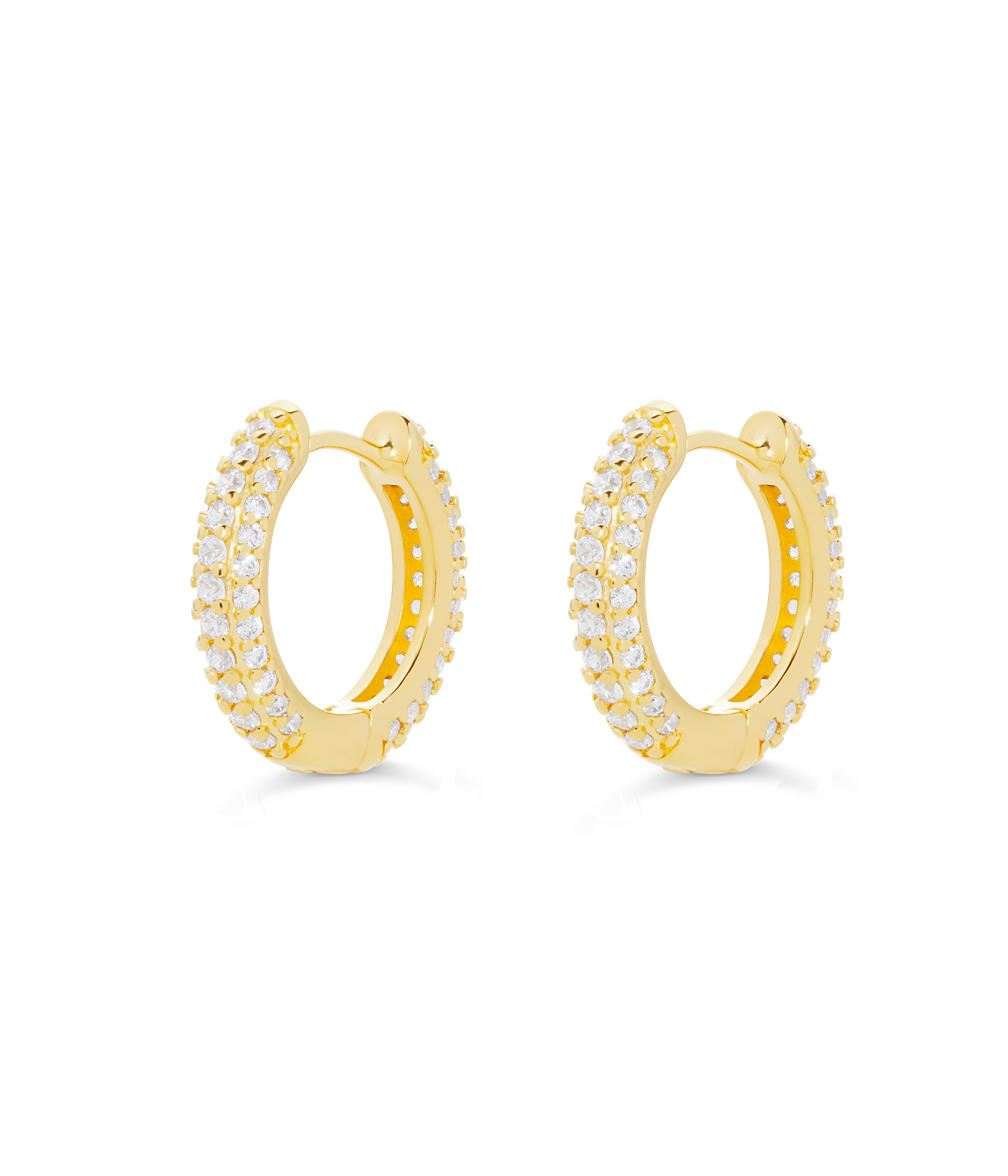 Pavé Huggie Hoops in Gold