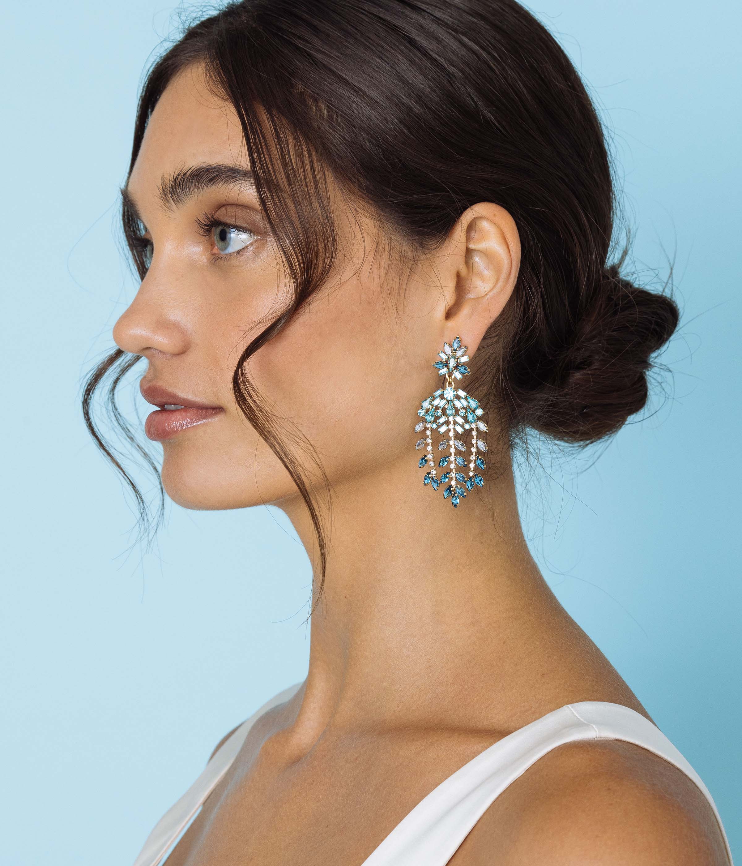 Elena Statement Earrings in Blue