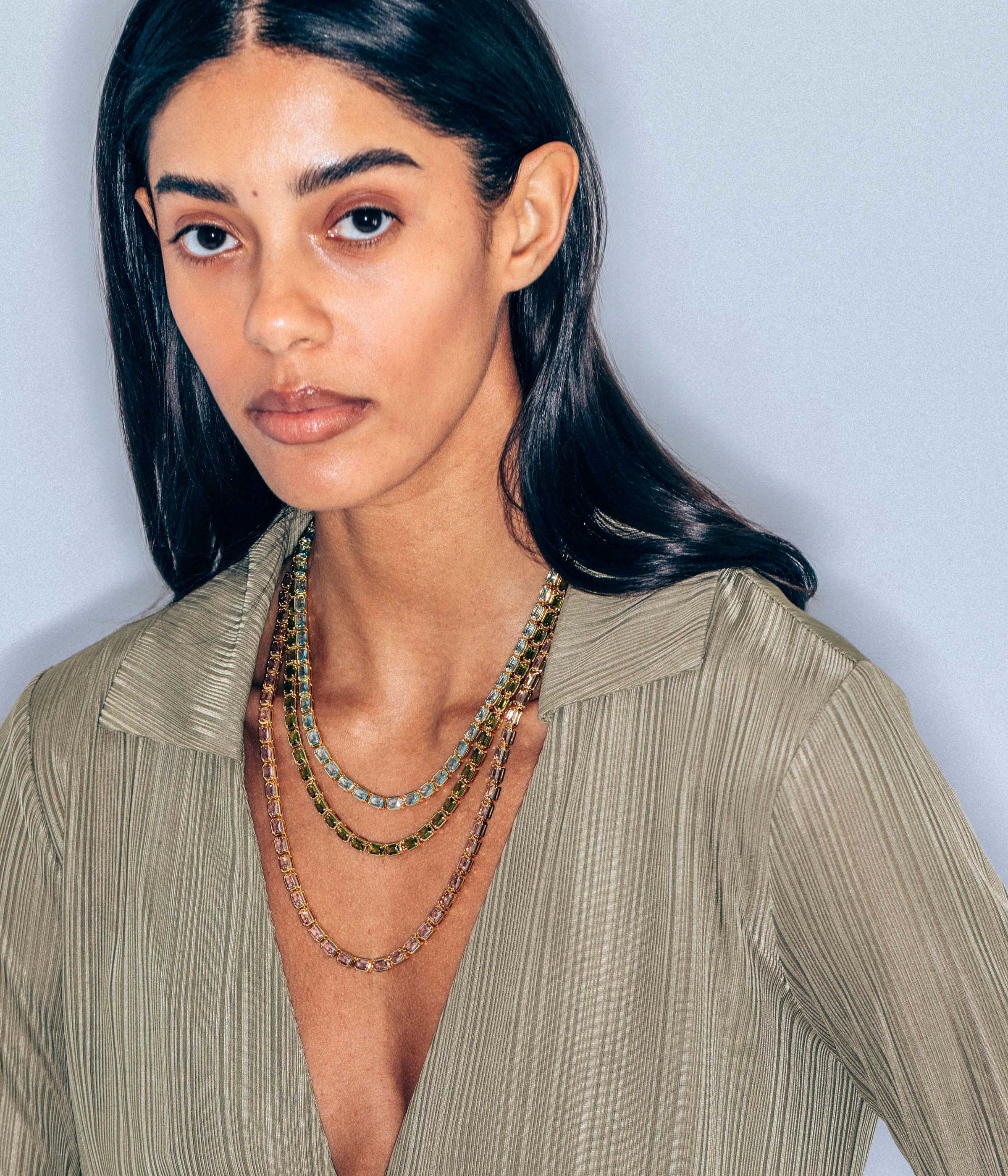 Liza Slider Necklace in Olivine