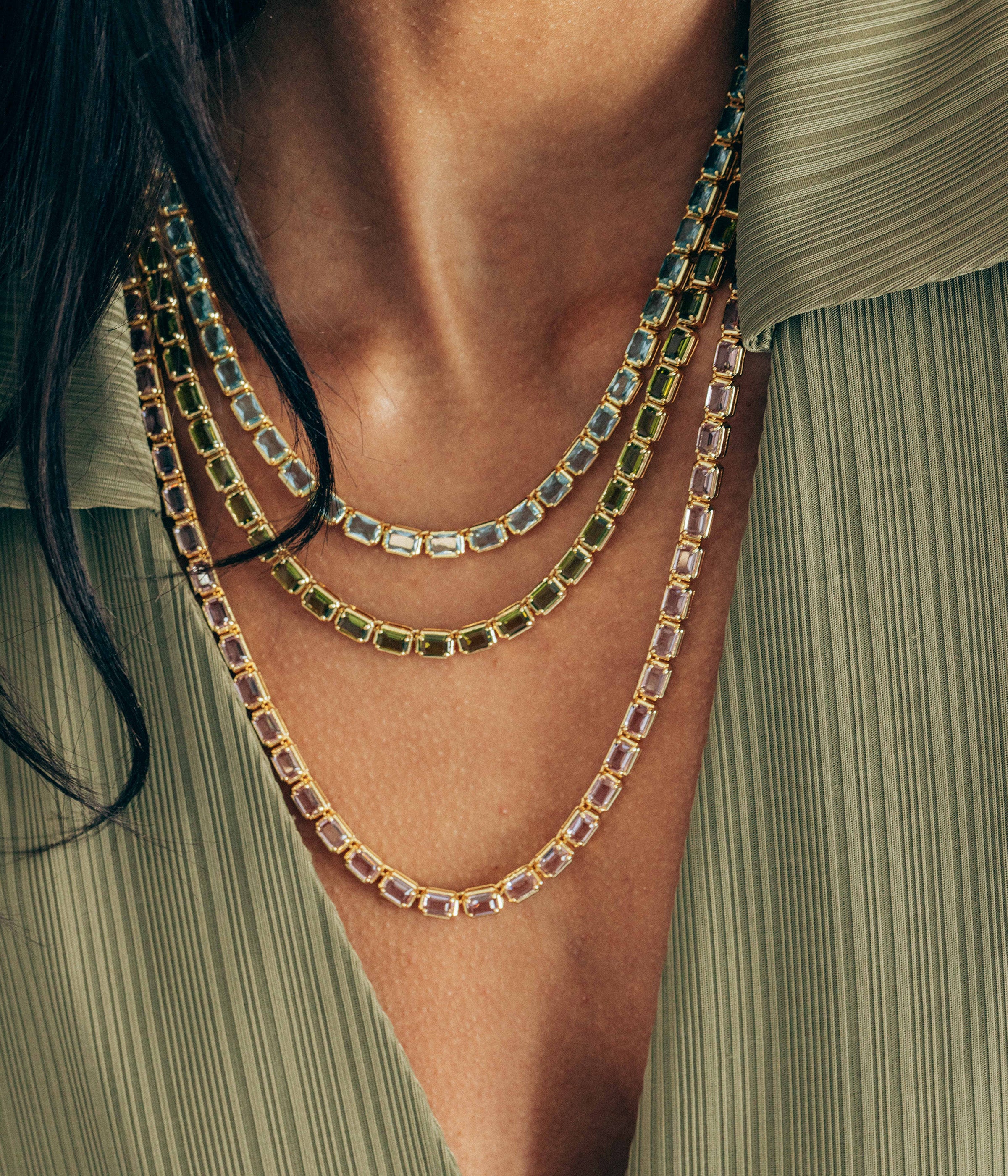 Liza Slider Necklace in Aqua - Loren Hope