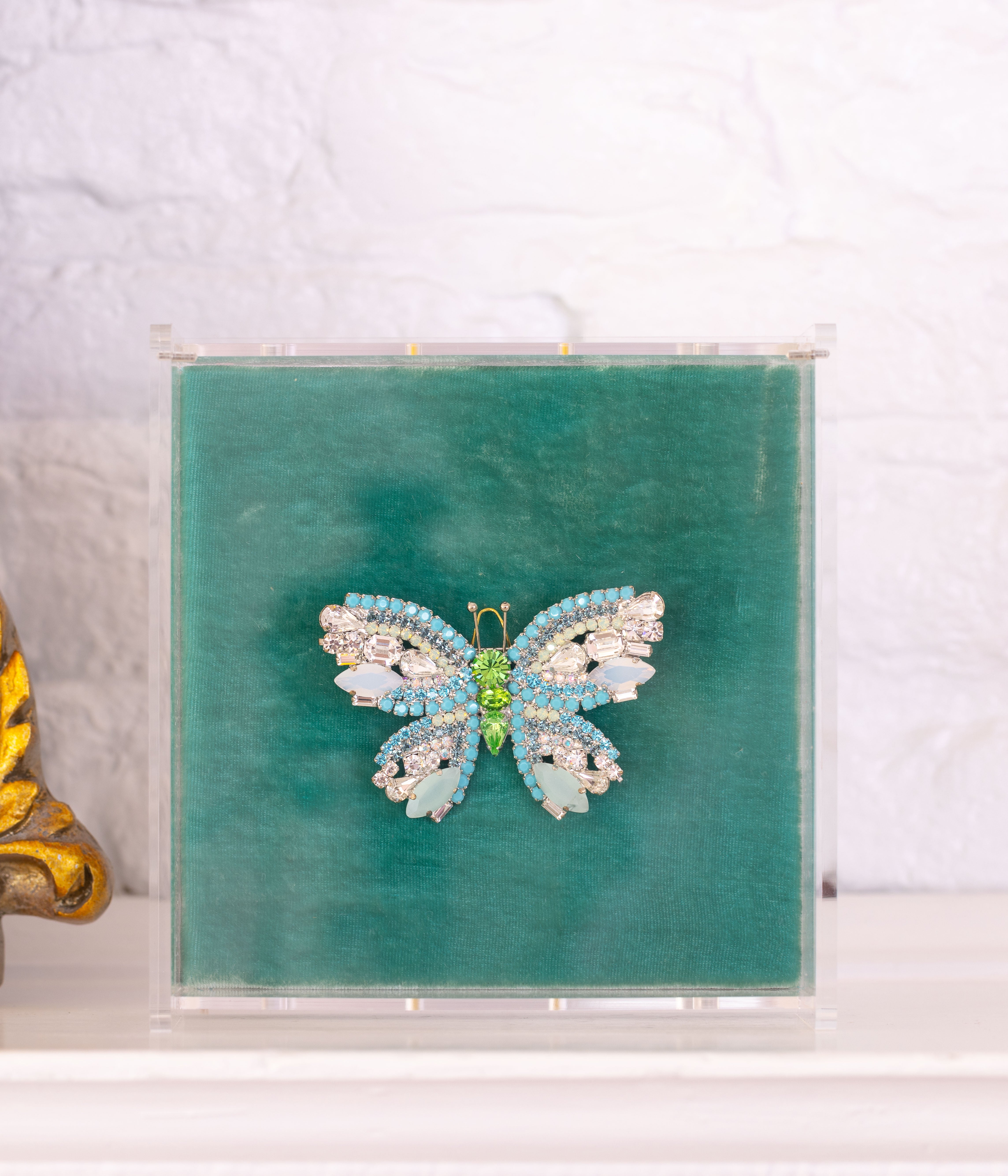 Medium Butterfly in Turquoise / Peridot / Crystal