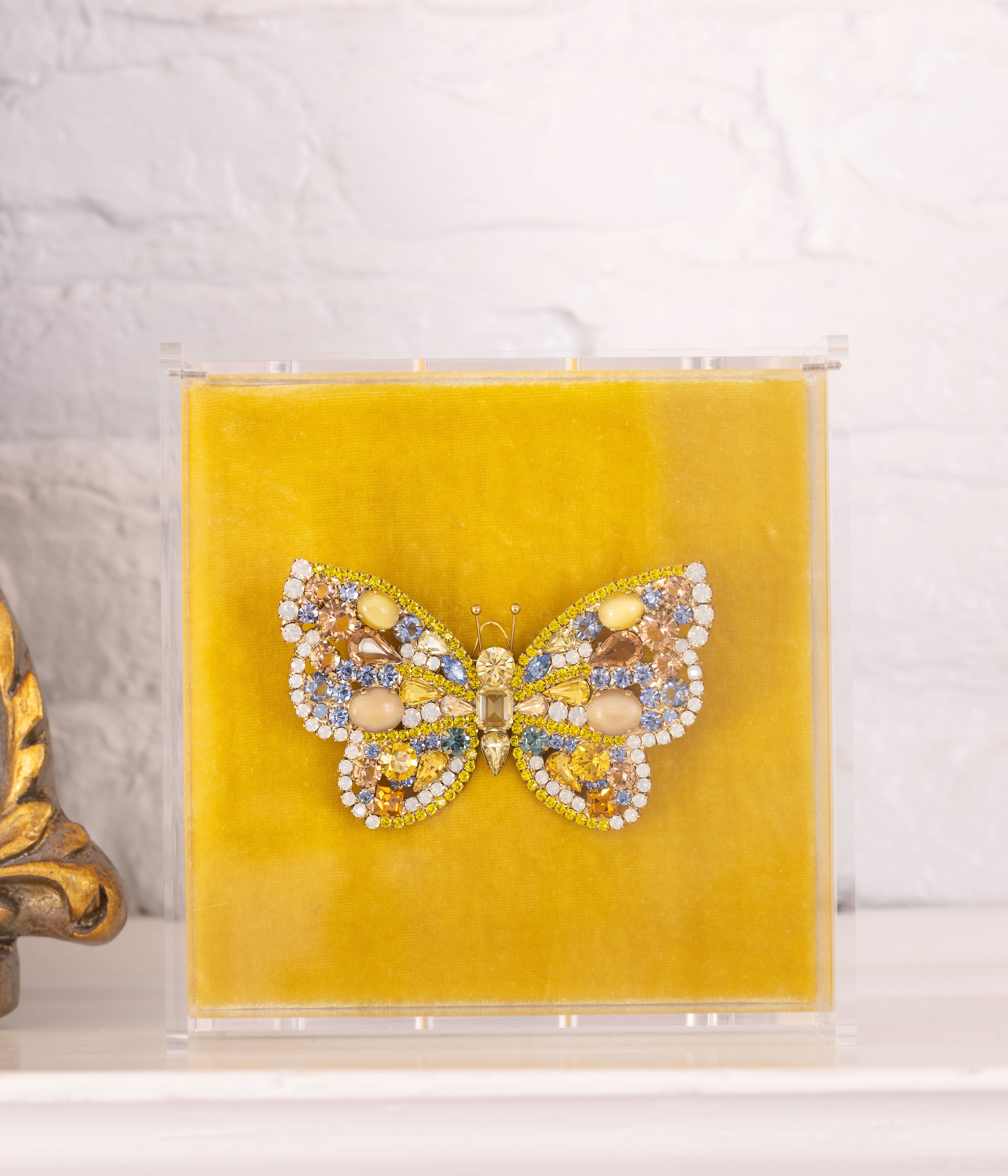 Large Butterfly in Citrine / White Opal / Vintage Rose
