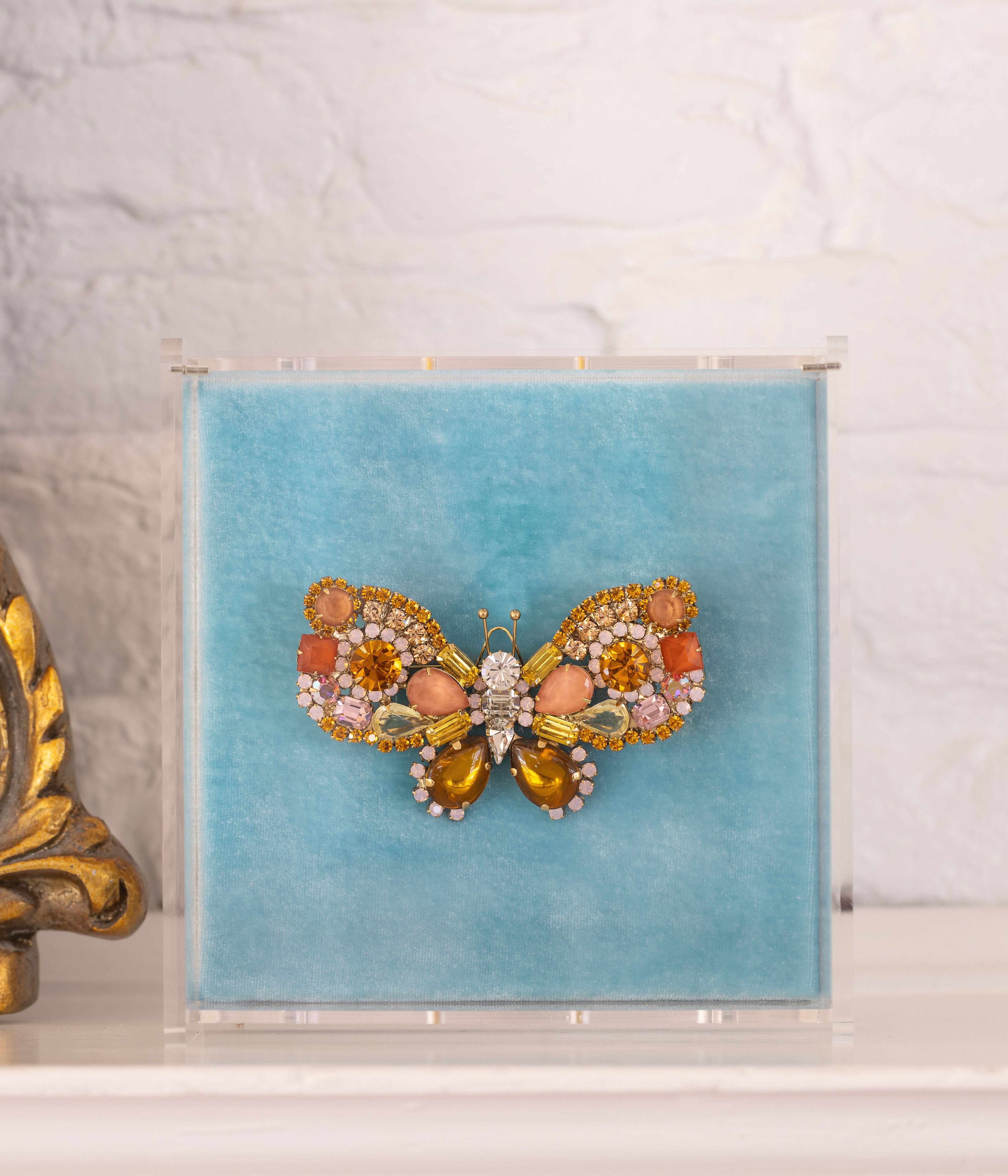 Large Butterfly in Light Peach / Topaz / Rose Opal