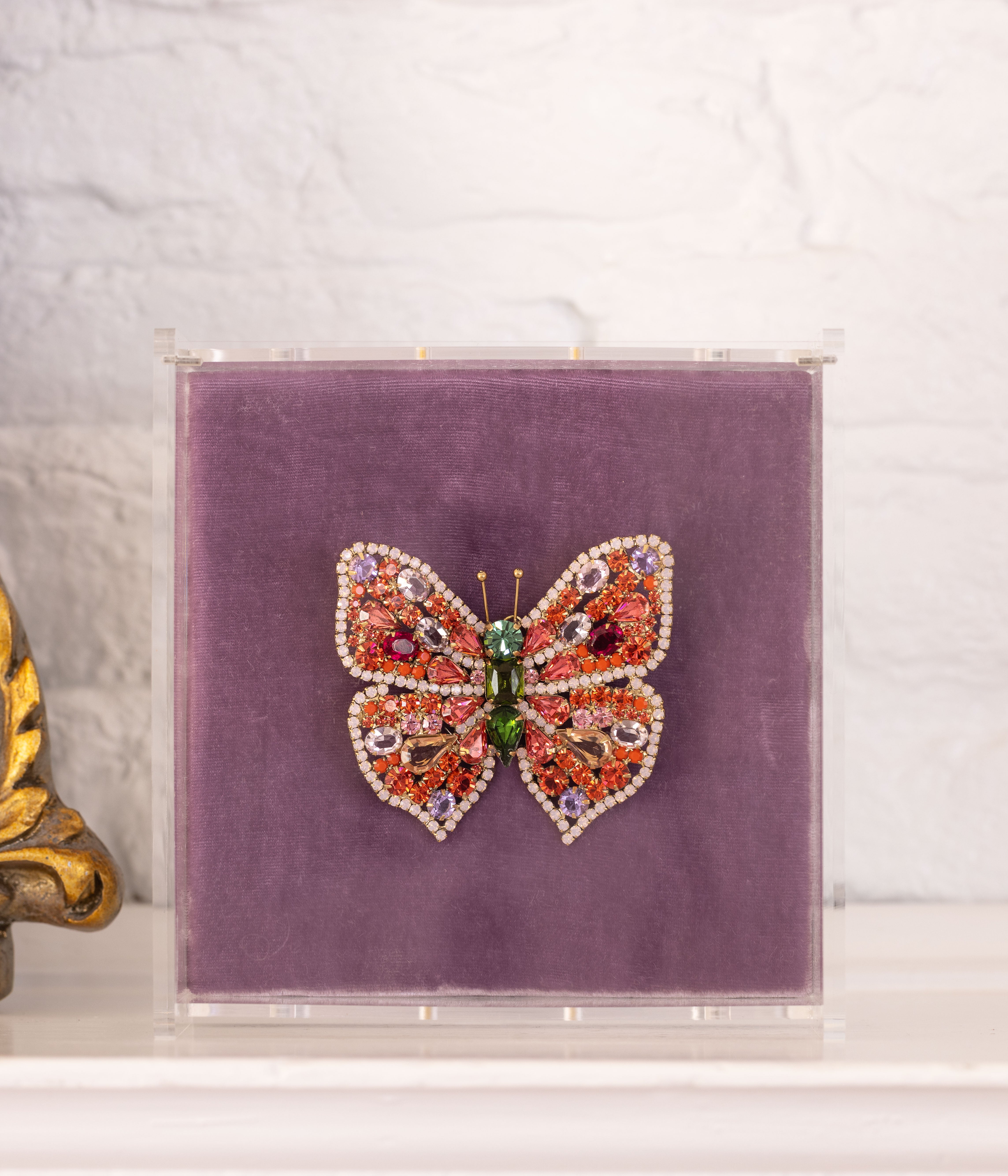 Large Butterfly in Padparadscha / Olivine / Rose Opal