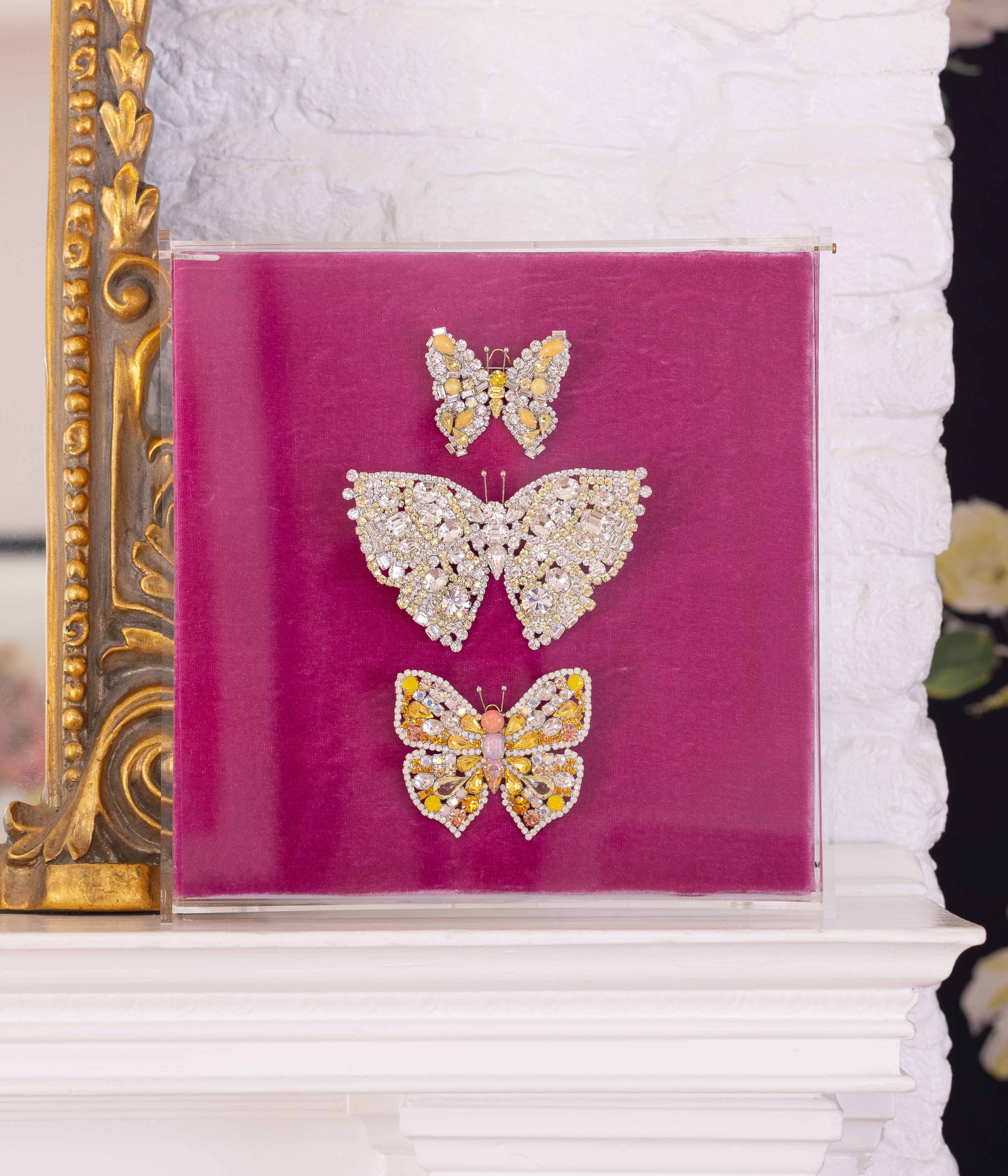 Butterfly Trio in Pineapple Jasper / Crystal / Jonquil